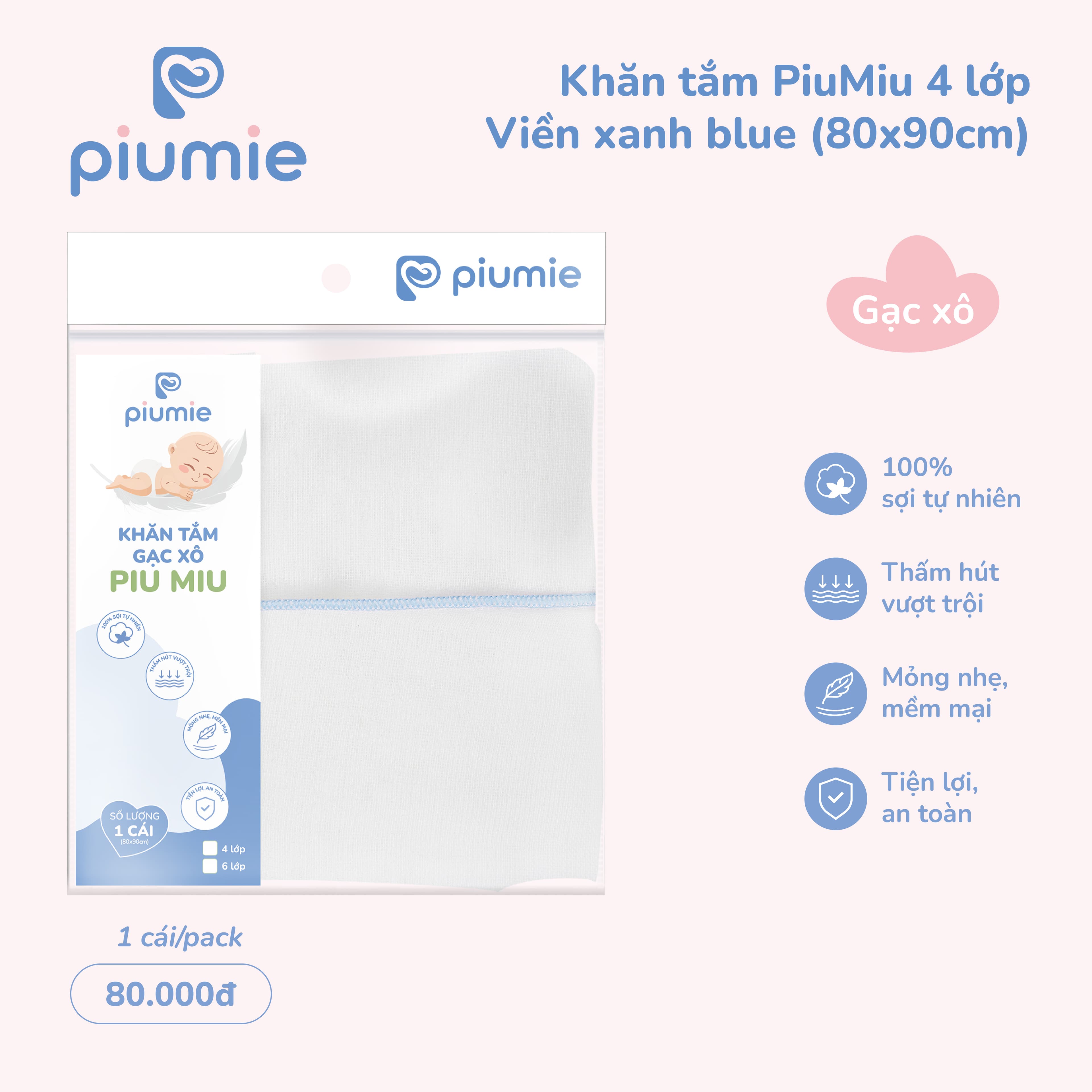 Khăn tắm gạc xô Piu Miu 4 lớp 4
