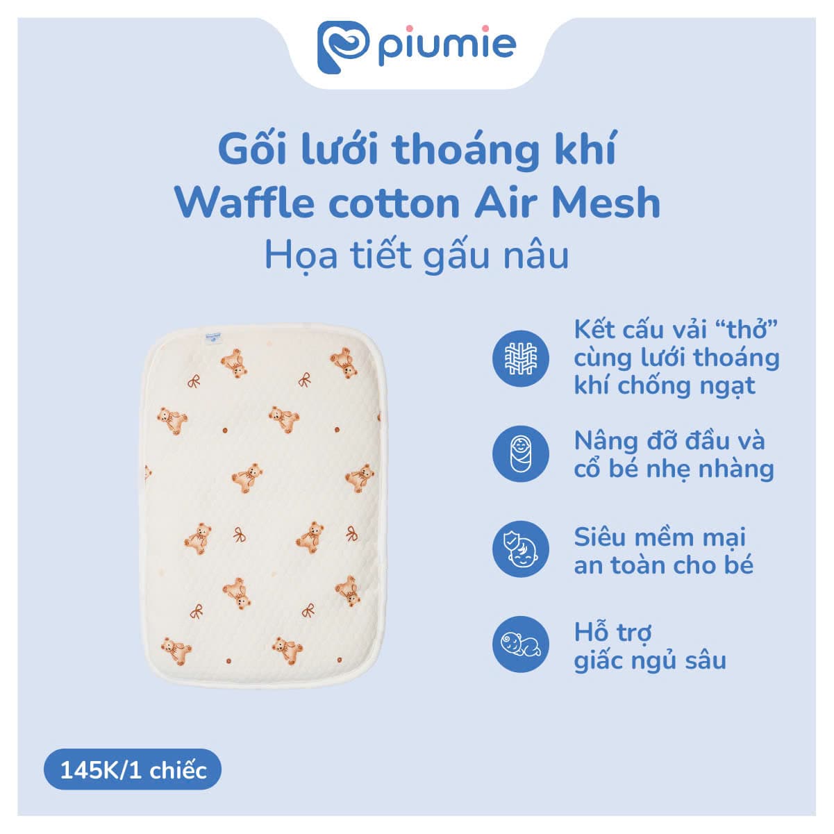 GỐI LƯỚI THOÁNG KHÍ WAFFLE COTTON AIR MESH
