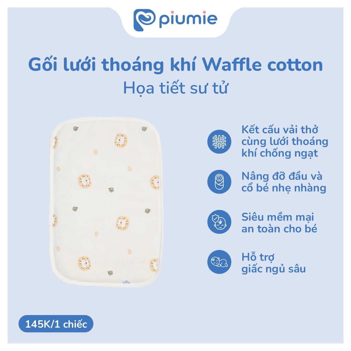 GỐI LƯỚI THOÁNG KHÍ WAFFLE COTTON 4