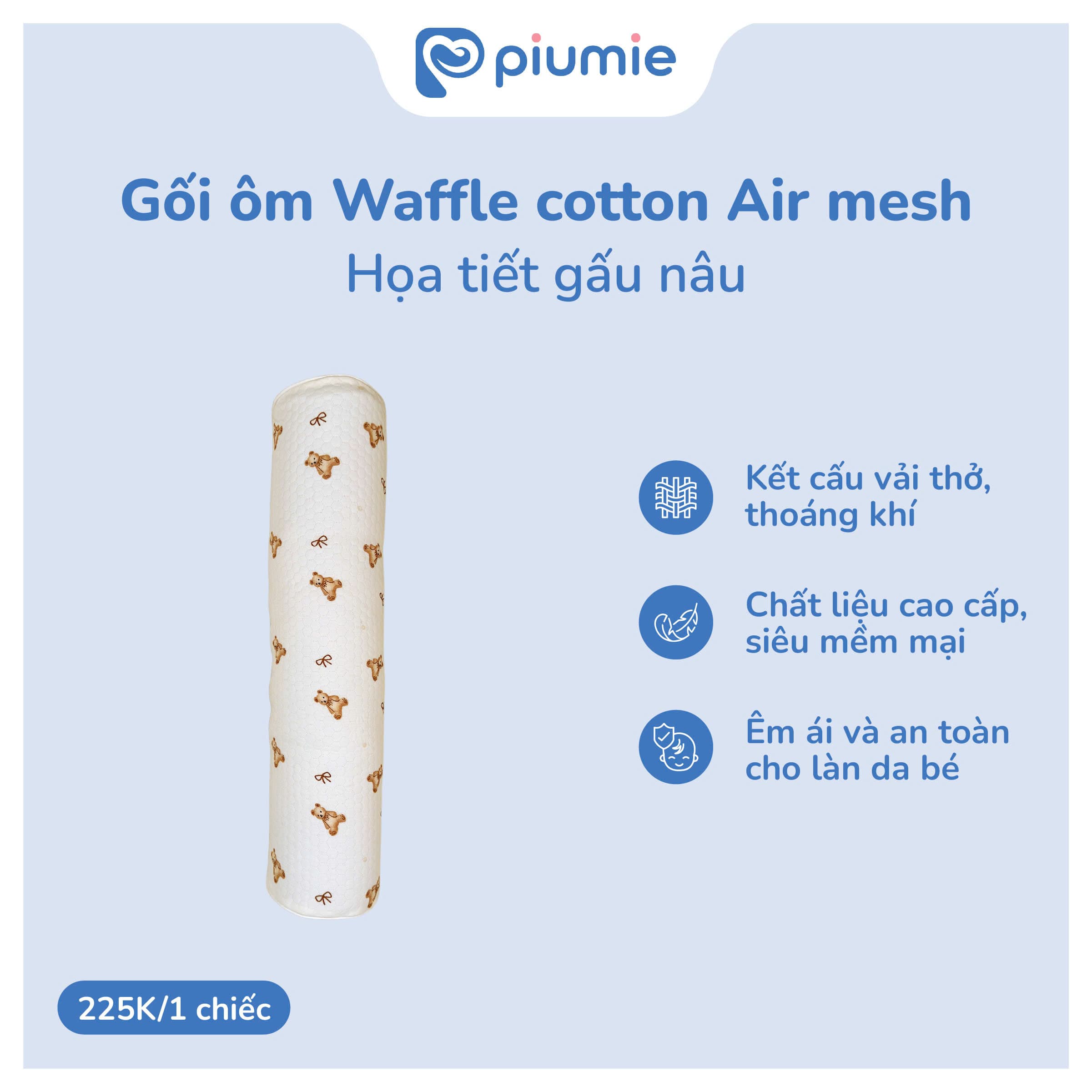 Gối ôm waffle cotton Airmesh