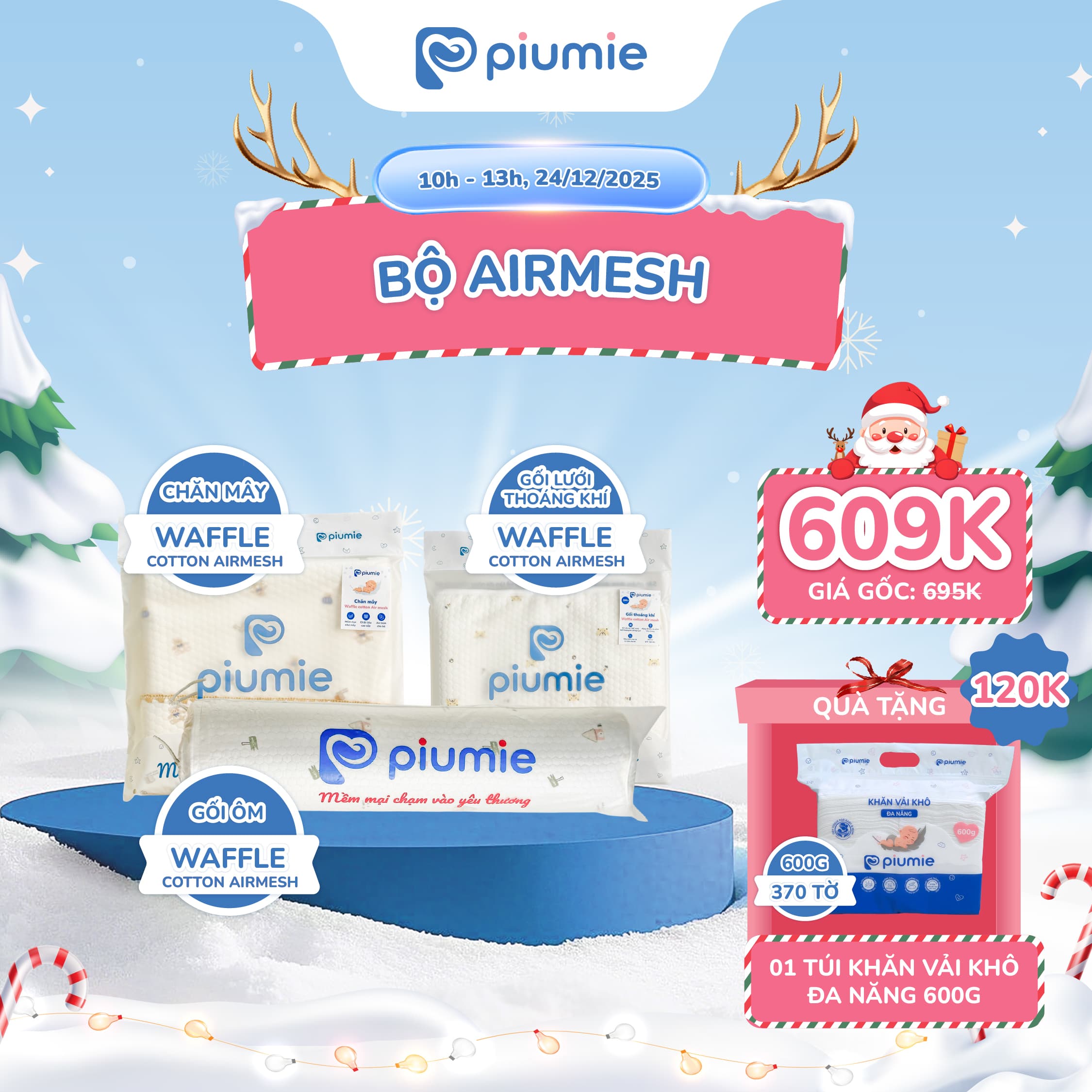 Combo chăn, gối, gối ôm AirMesh