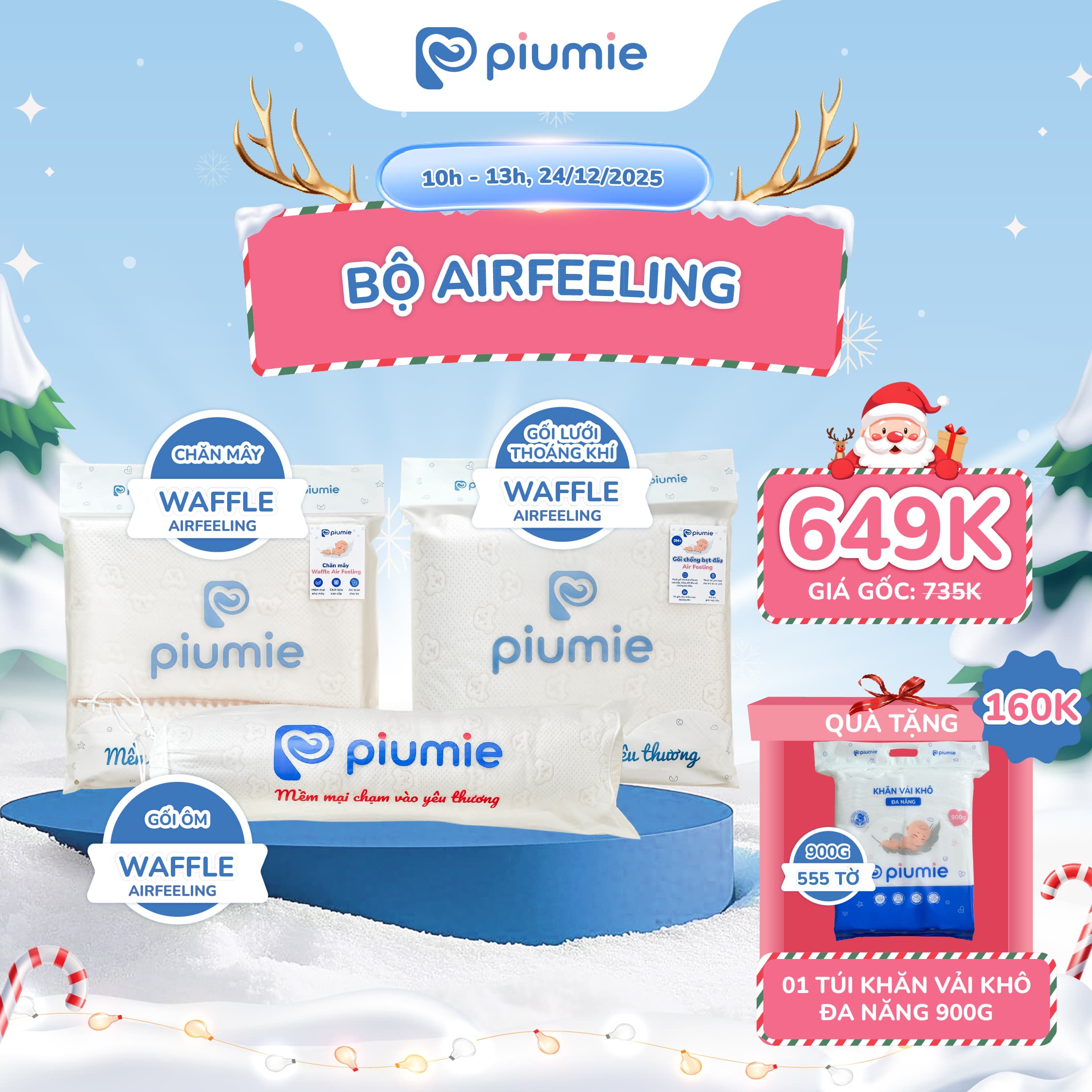 Combo chăn, gối, gối ôm AirFeeling