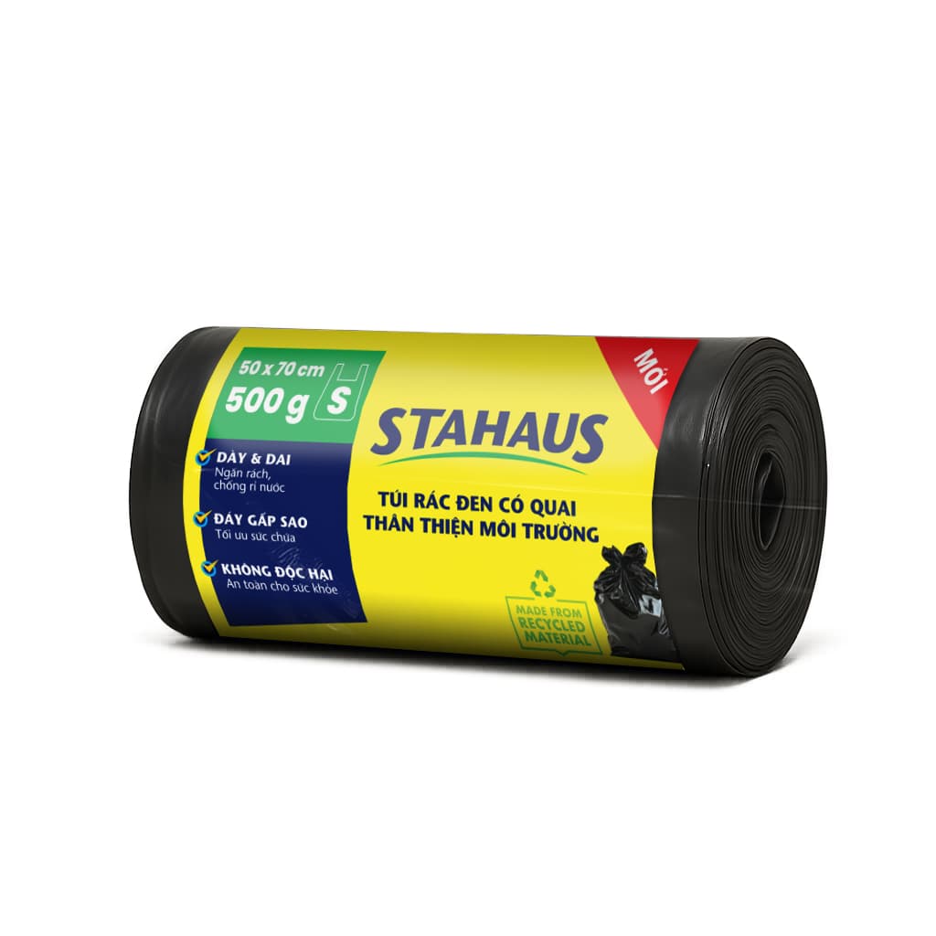 Túi rác tự phân hủy STAHAUS Có quai Siêu dai chắc, Ngăn rò nước, Tiện lợi Vệ sinh - Thân thiện Môi trường