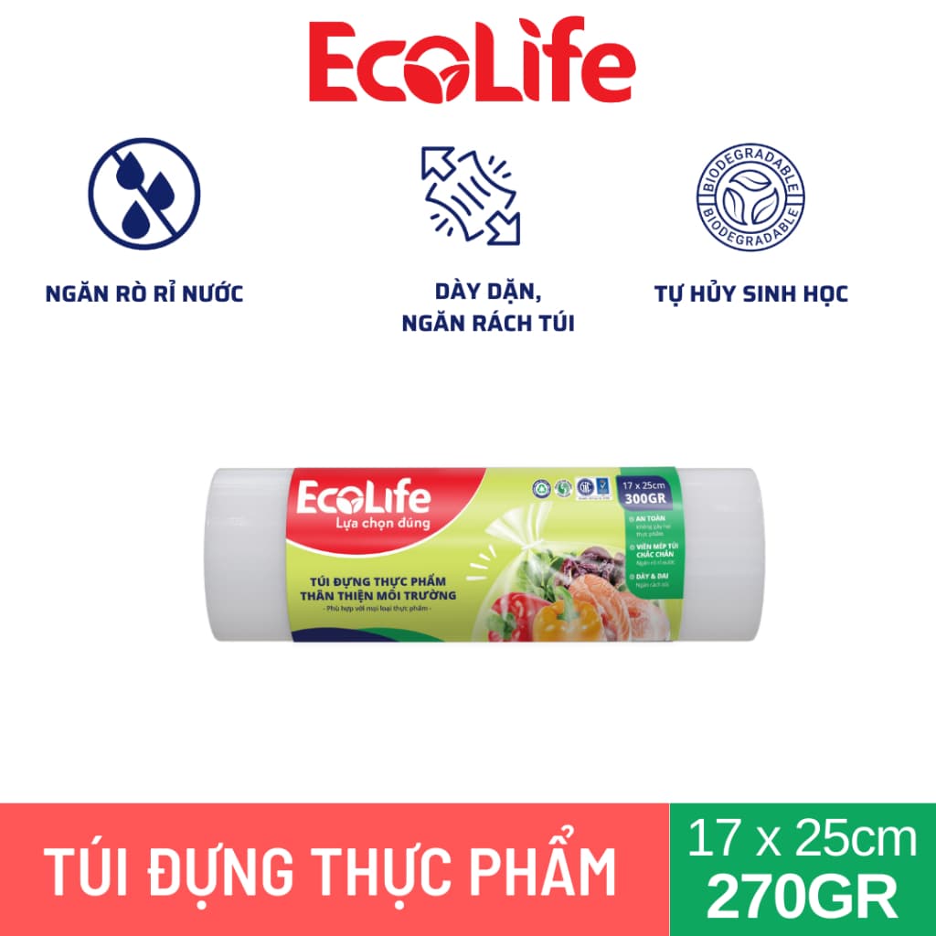 Túi đựng thực phẩm thân thiện môi trường EcoLife cuộn 270gr