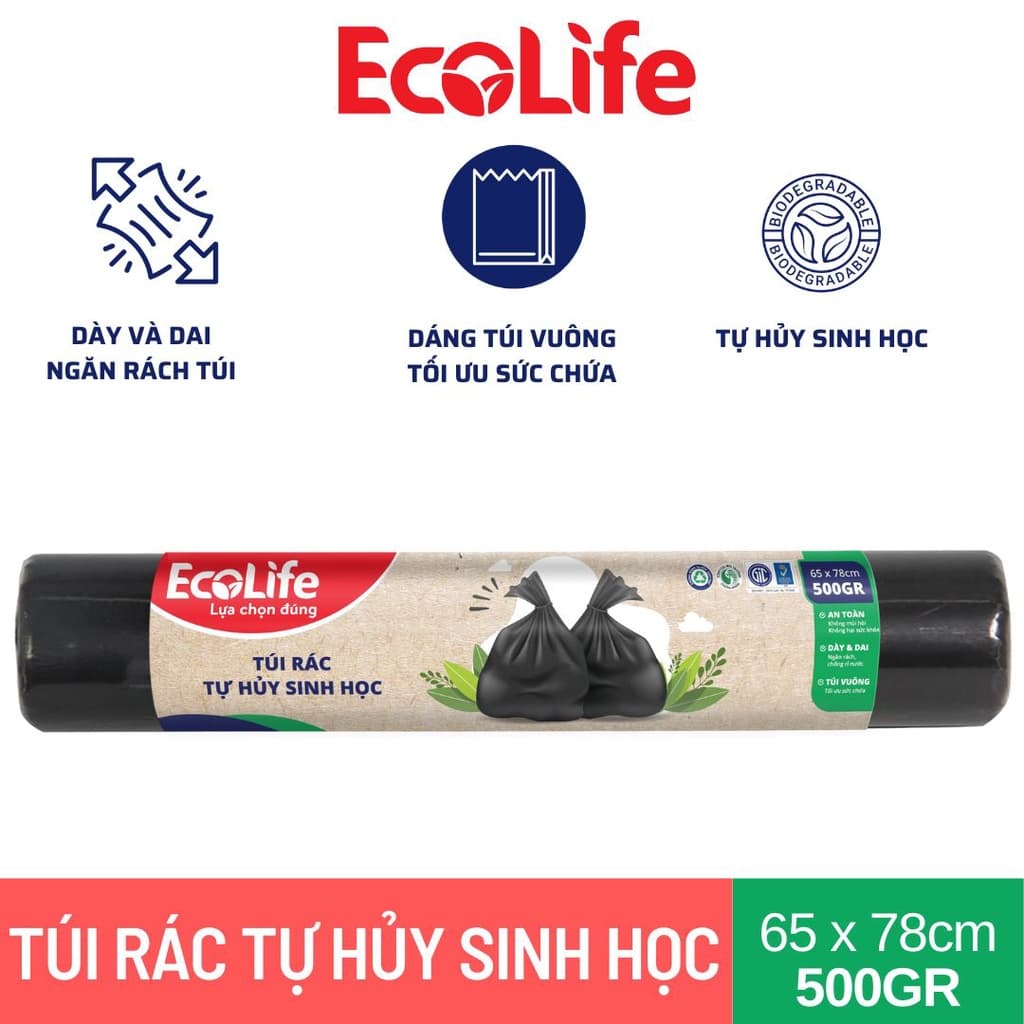 Túi rác đen tự hủy sinh học Ecolife 500gr 4
