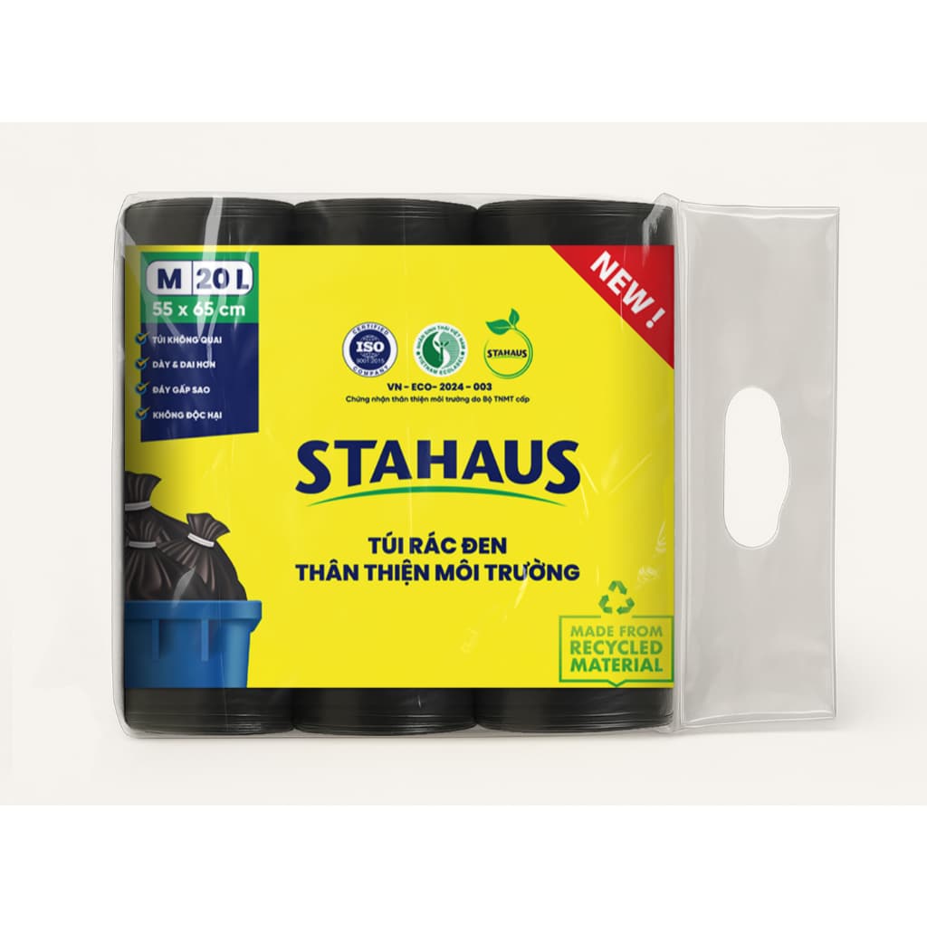 Combo Tiết kiệm STAHAUS - Màng thực phẩm PE, Túi lọc bồn rửa, Túi rác phân hủy sinh học - Giá rẻ thiết yếu cho gia đình 3