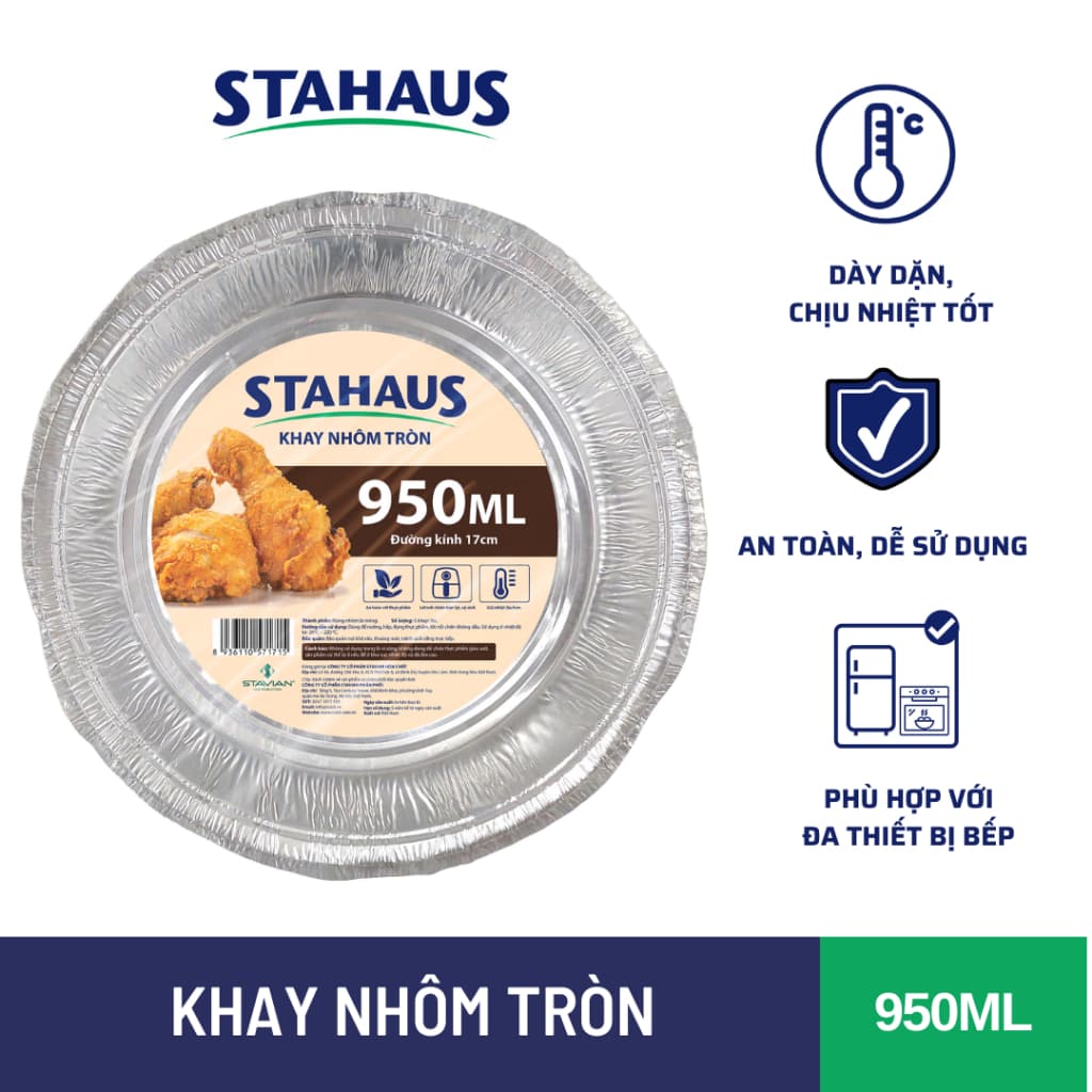 Khay Nướng Nồi Chiên Không Dầu STAHAUS 5 Cái Khay Bạc Nhôm Tròn 630ml/950ml - Dày Dặn Chịu Nhiệt 3