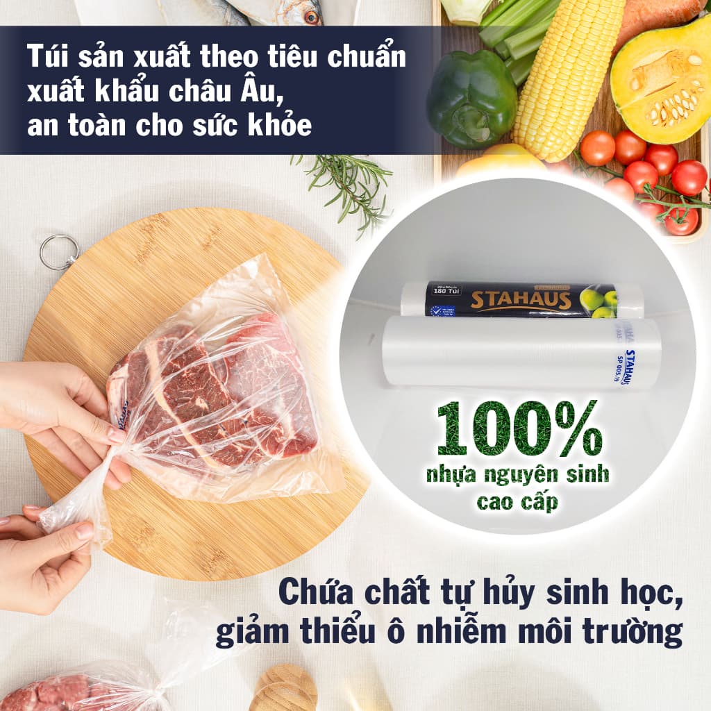 Combo 4 cuộn túi đựng thực phẩm THSH cao cấp STAHAUS Premium DATE T3.2024 4