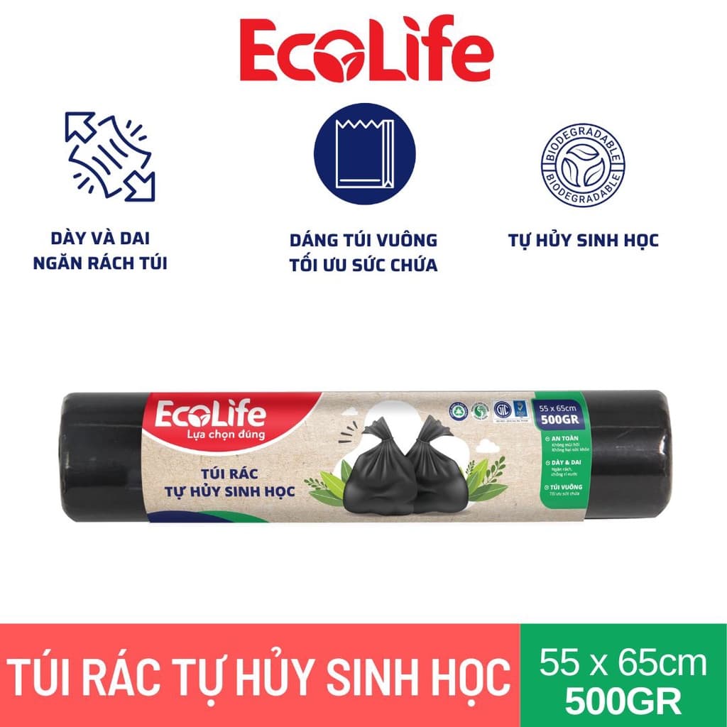 Túi rác đen tự hủy sinh học Ecolife 500gr 3