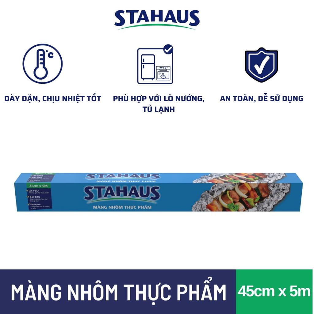 Giấy Bạc Nồi Chiên Không Dầu STAHAUS 30cm/45cm x 5m - Màng Nhôm Nướng Thực Phẩm, Bọc Thực Phẩm An Toàn 3