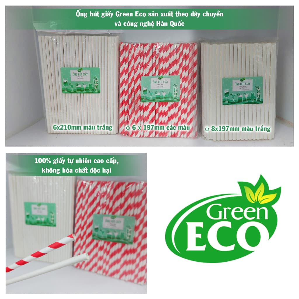 Ống hút giấy Green Eco phi 6/ phi 8 - các màu (100 cái/ gói) (Giao màu ngẫu nhiên) 3