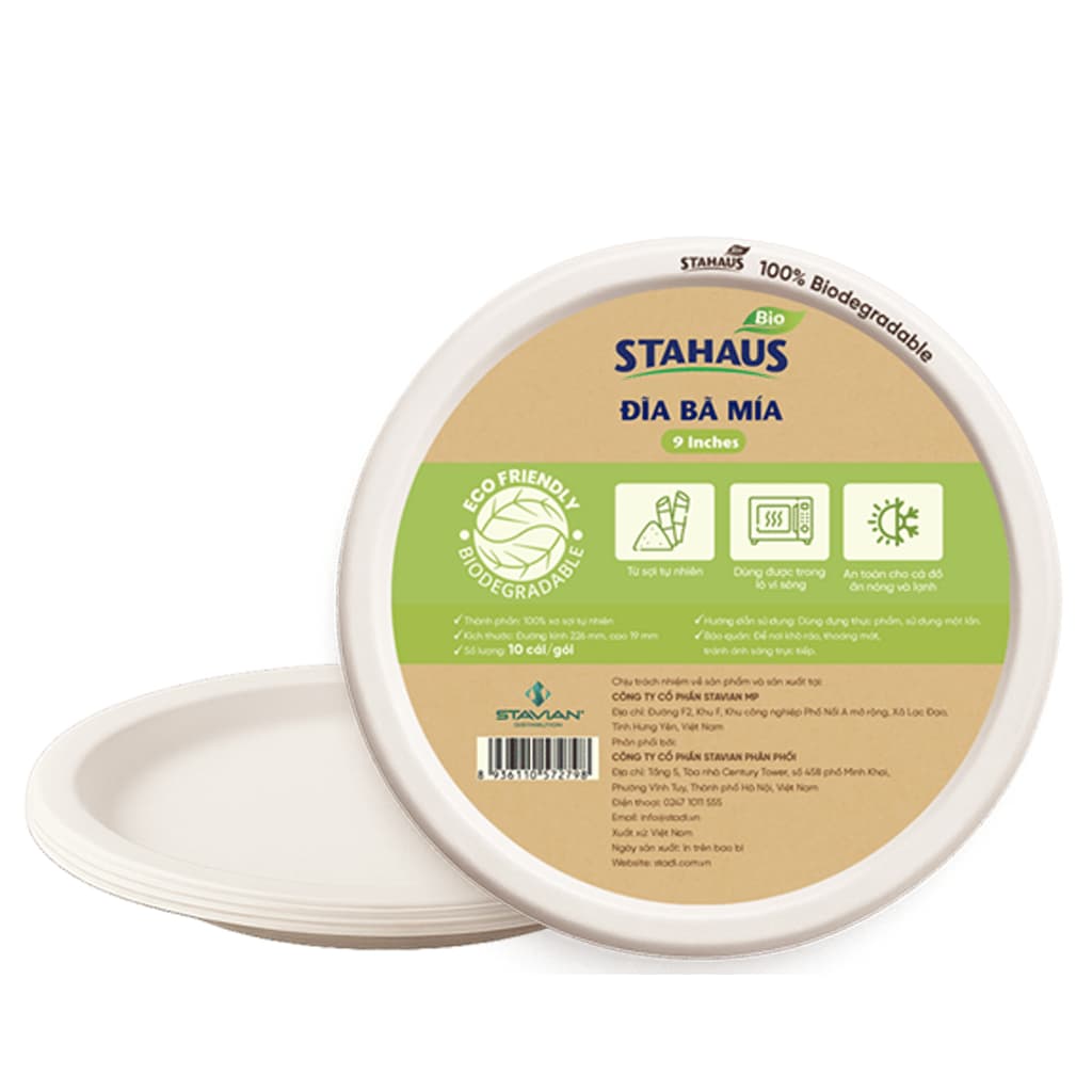 Đĩa bã mía tròn STAHAUS 10 cái 178mm/226mm 100% Xơ tự nhiên, Cứng cáp Chịu nhiệt tốt, Thân thiện môi trường 3