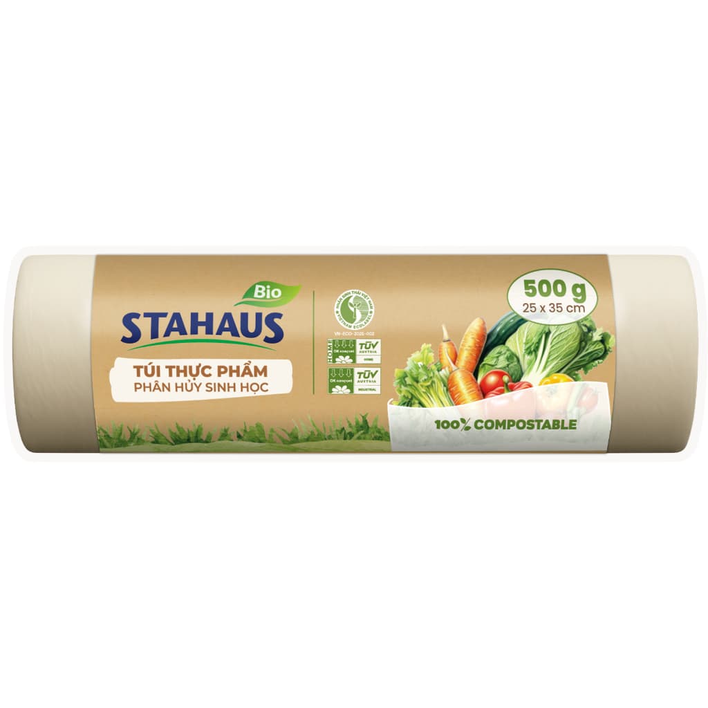 Túi đựng thực phẩm tự phân hủy sinh học STAHAUS Kín nước, Dẻo dai - Hàng chính hãng An toàn Sức khỏe - Cuộn 500gr 3