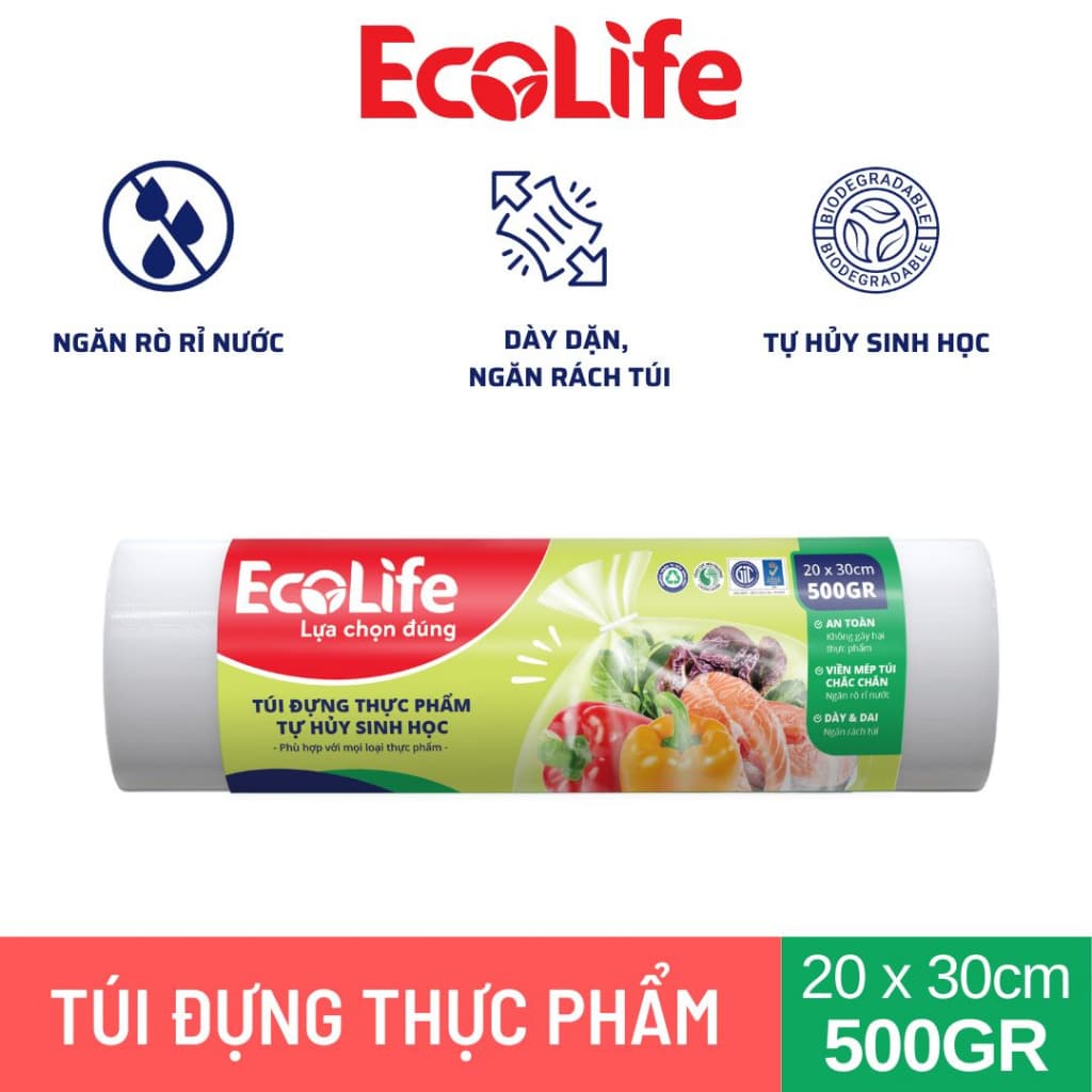 Túi đựng thực phẩm thân thiện môi trường EcoLife cuộn 500gr