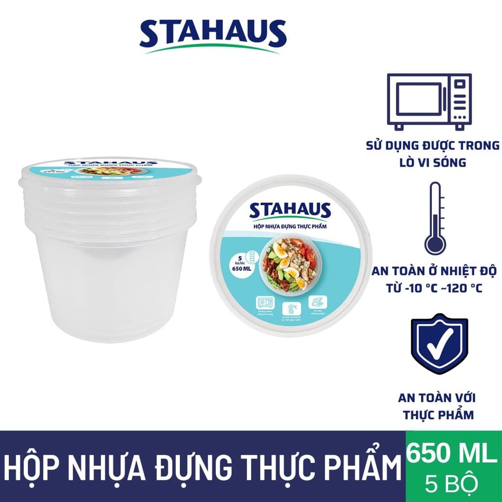 Hộp nhựa bảo quản thực phẩm STAHAUS - Nhựa PP Chịu nhiệt tốt, An toàn dùng lò vi sóng 4