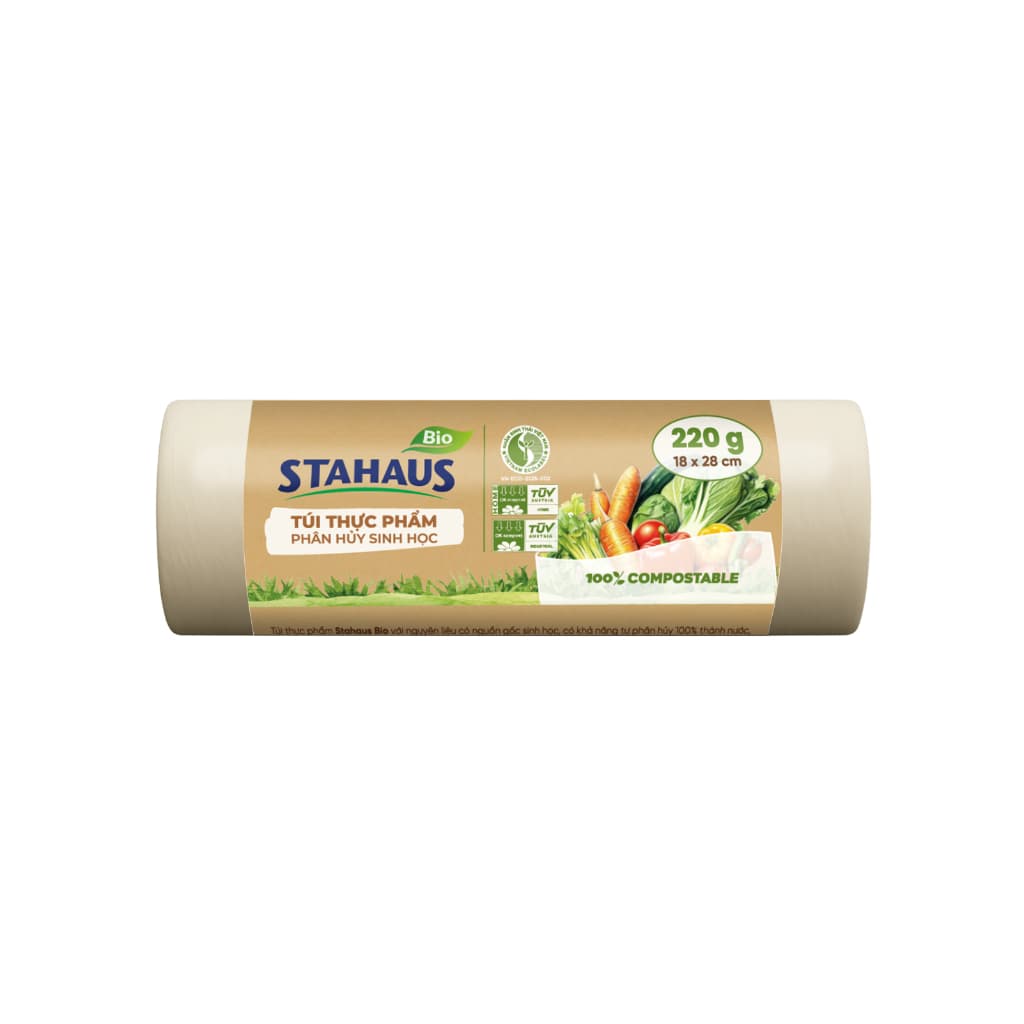 Combo 5 Cuộn Túi đựng thực phẩm tự phân hủy sinh học STAHAUS Kín nước, Dẻo dai - Hàng chính hãng An toàn Sức khỏe