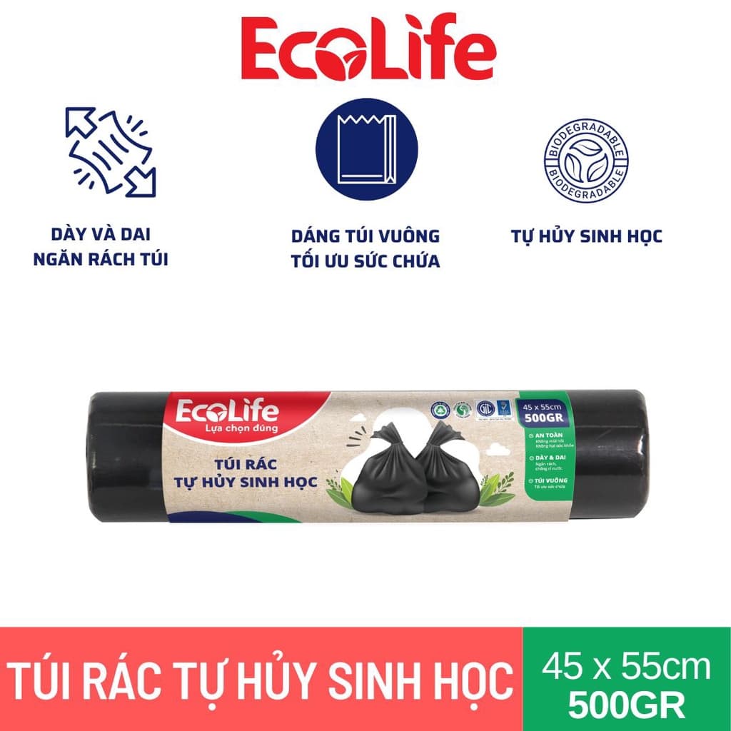Túi rác đen tự hủy sinh học Ecolife 500gr