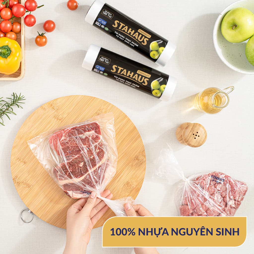 Combo 4 cuộn túi đựng thực phẩm THSH cao cấp STAHAUS Premium DATE T3.2024 3