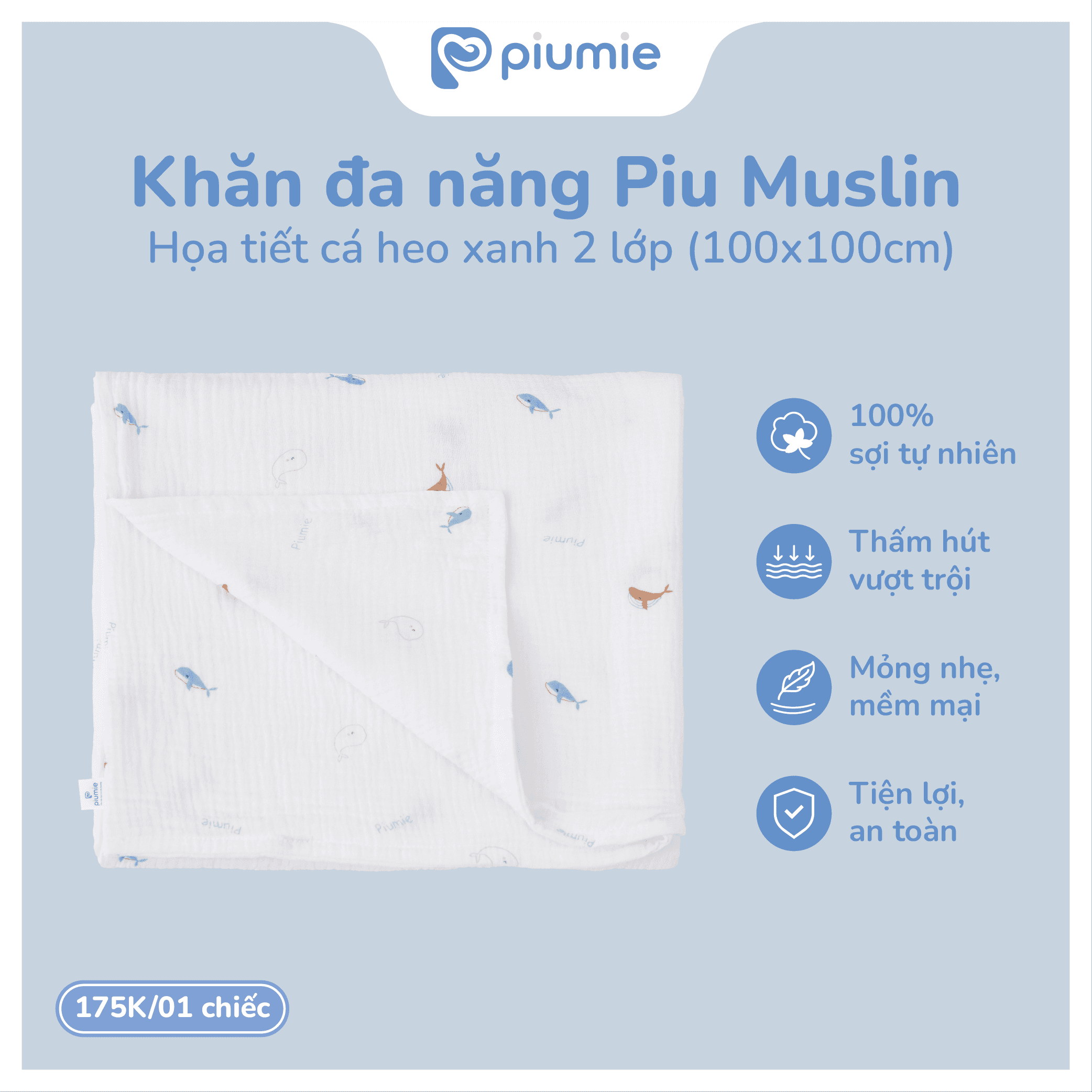 KM NOEL | Deal 99k | Khăn đa năng Muslin 2 lớp 4