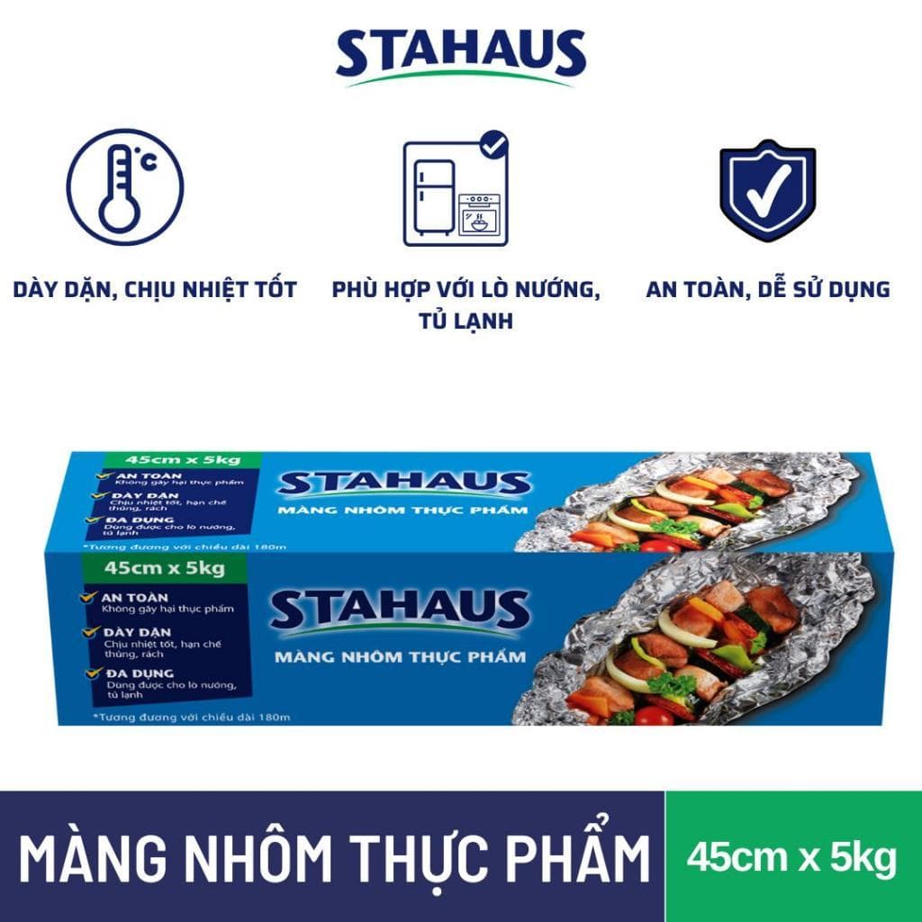 Màng nhôm (Giấy bạc) STAHAUS 4kg/5kg Nướng, bọc thực phẩm - Dùng Lò nướng, Lò chiên không dầu - An toàn Sức khỏe 3