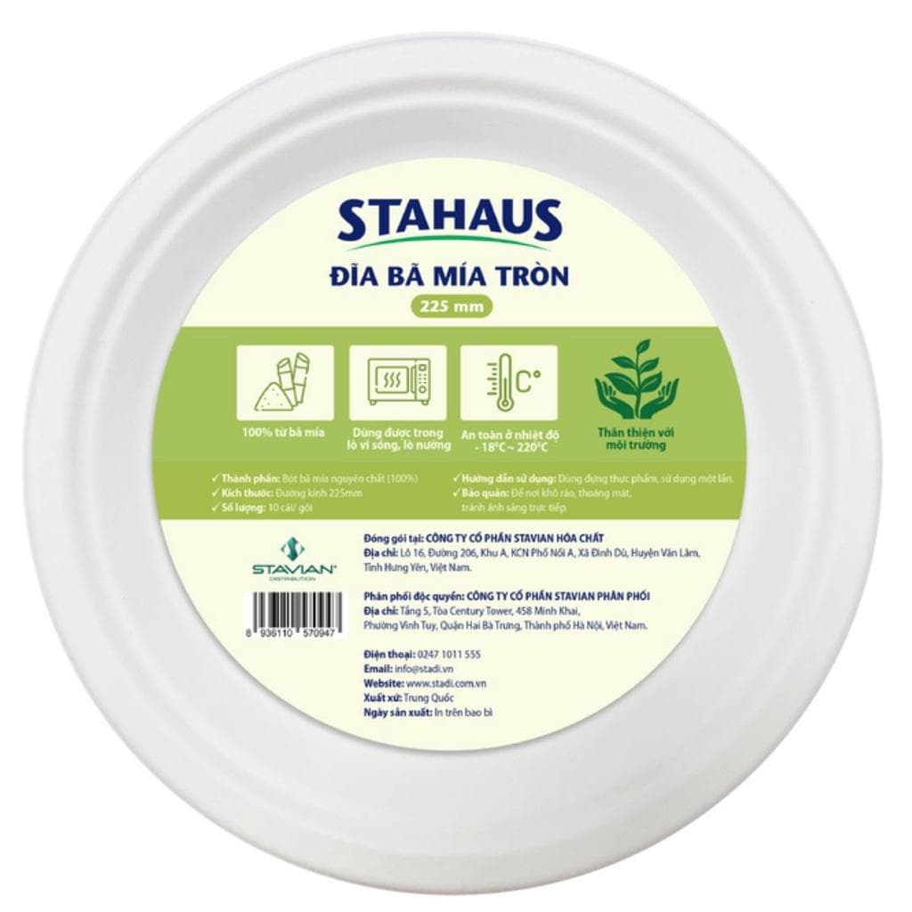 Đĩa bã mía tròn Stahaus 225mm (10 cái/gói) sạch sẽ, tiện lợi khi sử dụng 3