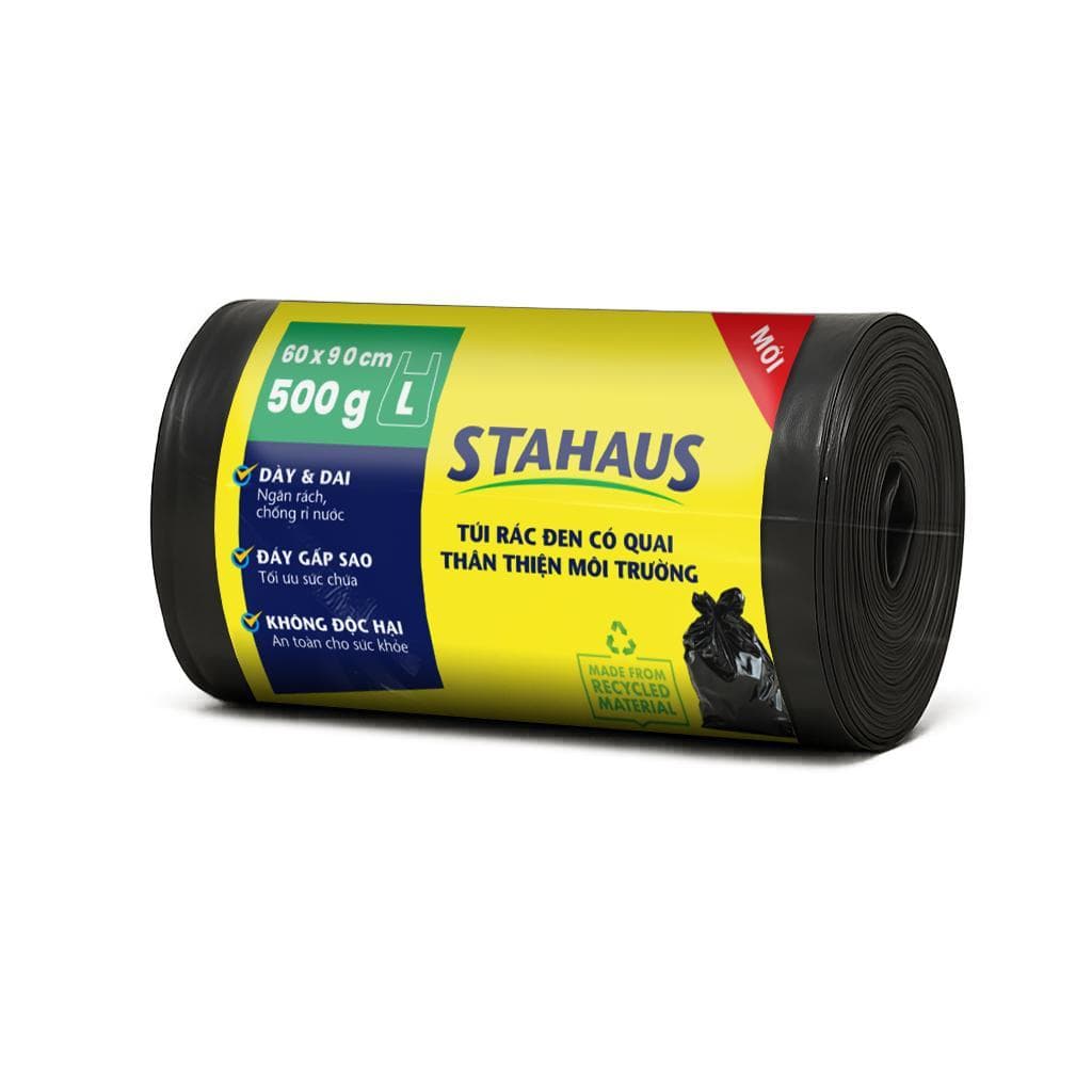 Túi rác tự phân hủy STAHAUS Có quai Siêu dai chắc, Ngăn rò nước, Tiện lợi Vệ sinh - Thân thiện Môi trường