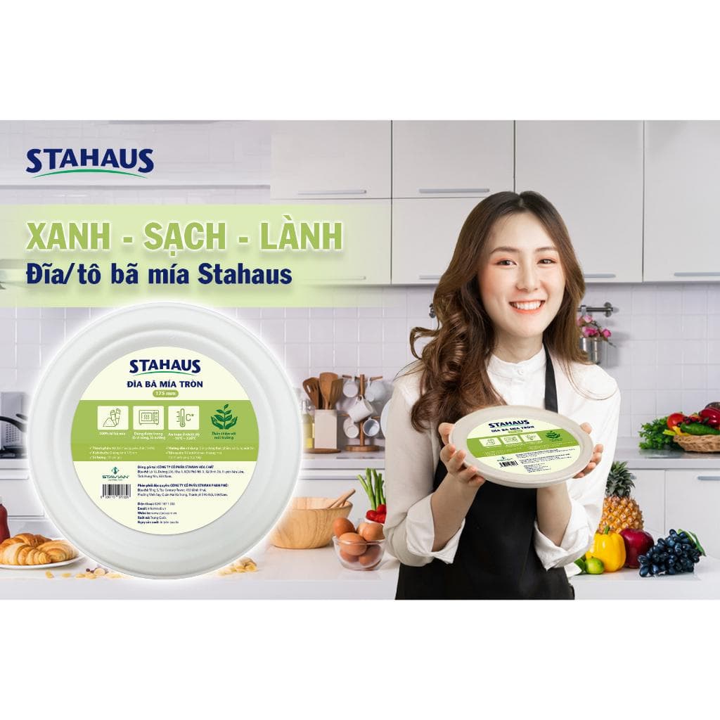 Đĩa bã mía tròn Stahaus 225mm (10 cái/gói) sạch sẽ, tiện lợi khi sử dụng 5