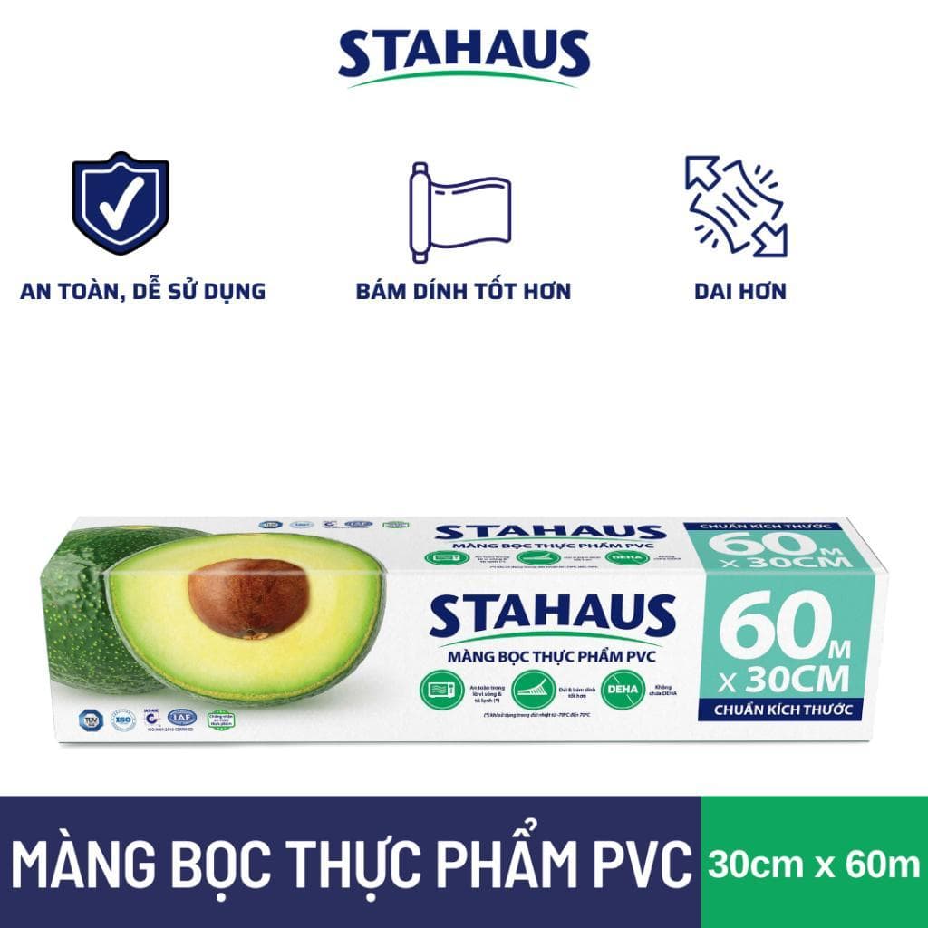 Màng bọc thực phẩm PVC STAHAUS 60m/100m dẻo dai, an toàn, dễ dàng sử dụng 3