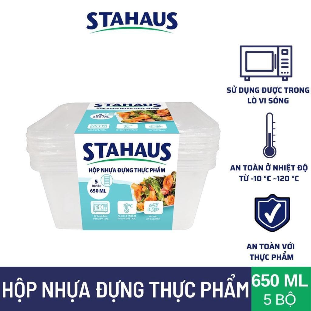 Hộp nhựa bảo quản thực phẩm STAHAUS - Nhựa PP Chịu nhiệt tốt, An toàn dùng lò vi sóng