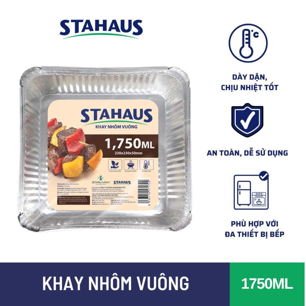 Khay nhôm đựng thực phẩm STAHAUS Vuông/Chữ nhật - Nhôm cao cấp Chịu nhiệt tốt, An toàn sức khỏe - Đa năng tiện lợi nấu ăn