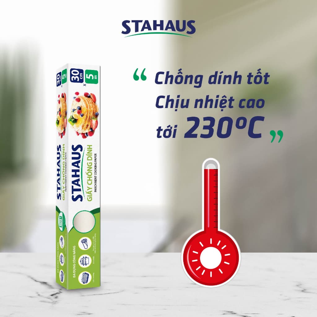 Giấy nến chống dính STAHAUS 45cm x 75m Tráng Silicone 2 Mặt, Chịu nhiệt cao, An toàn sức khỏe, Tiện lợi vệ sinh 5