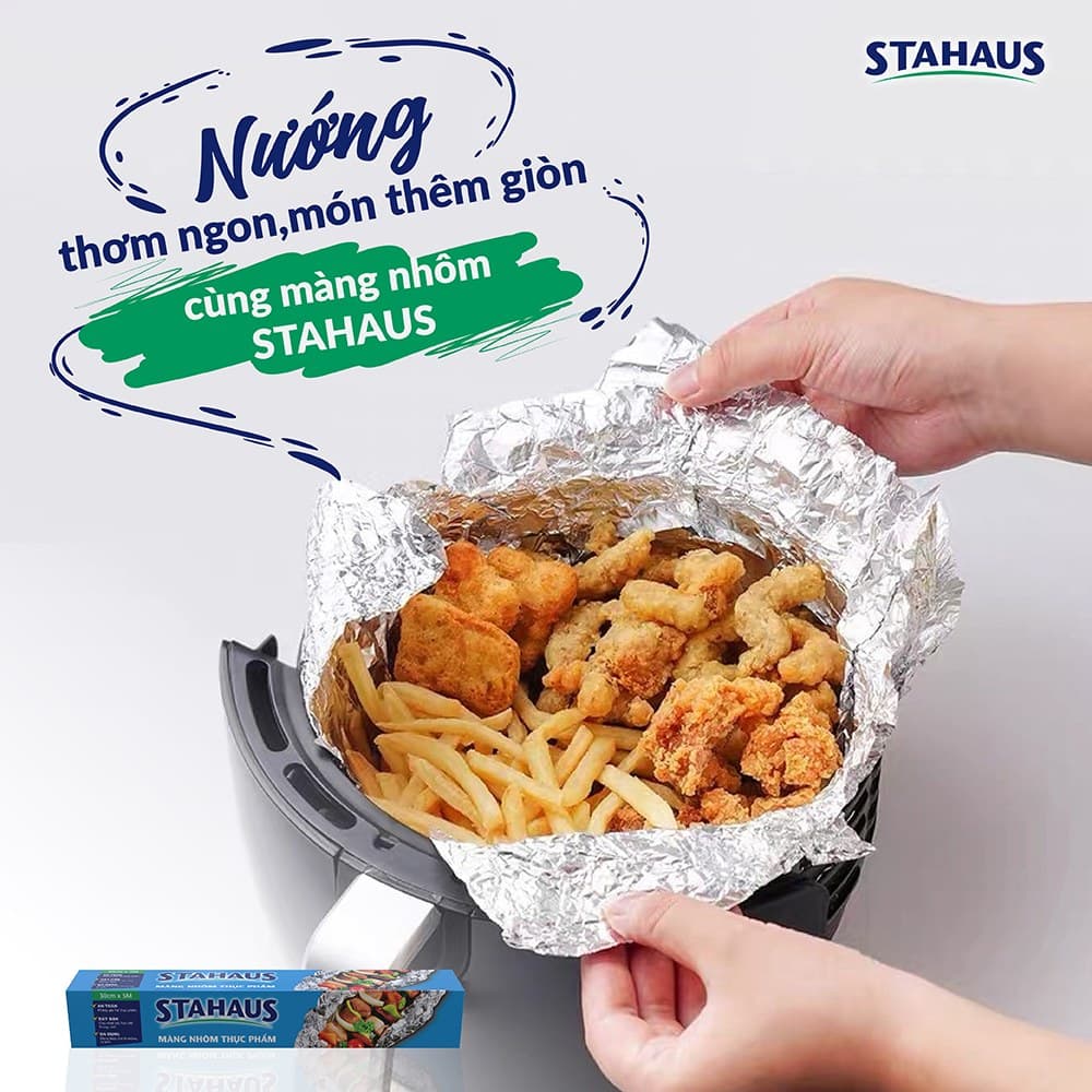 Giấy Bạc Nồi Chiên Không Dầu STAHAUS 1kg - Màng Nhôm Nướng Thực Phẩm, Bọc Thực Phẩm An Toàn 5