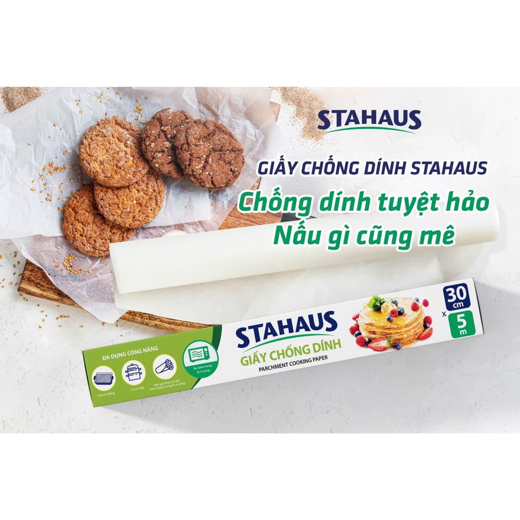 Giấy nến chống dính STAHAUS 45cm x 75m Tráng Silicone 2 Mặt, Chịu nhiệt cao, An toàn sức khỏe, Tiện lợi vệ sinh 7