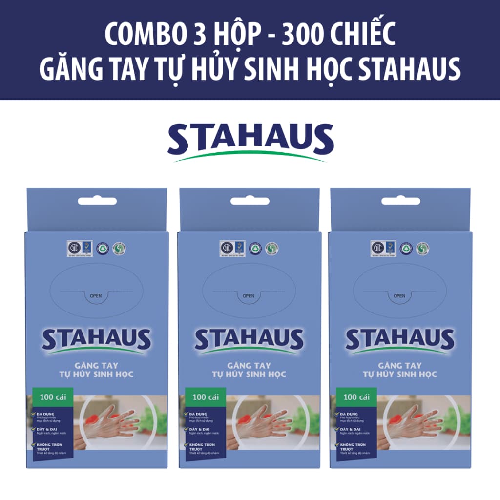 Bao Tay Thực Phẩm Tự Hủy Sinh Học STAHAUS 5 Hộp 500 Cái - Găng Tay Nilon Chống Thấm Dùng 1 Lần 4