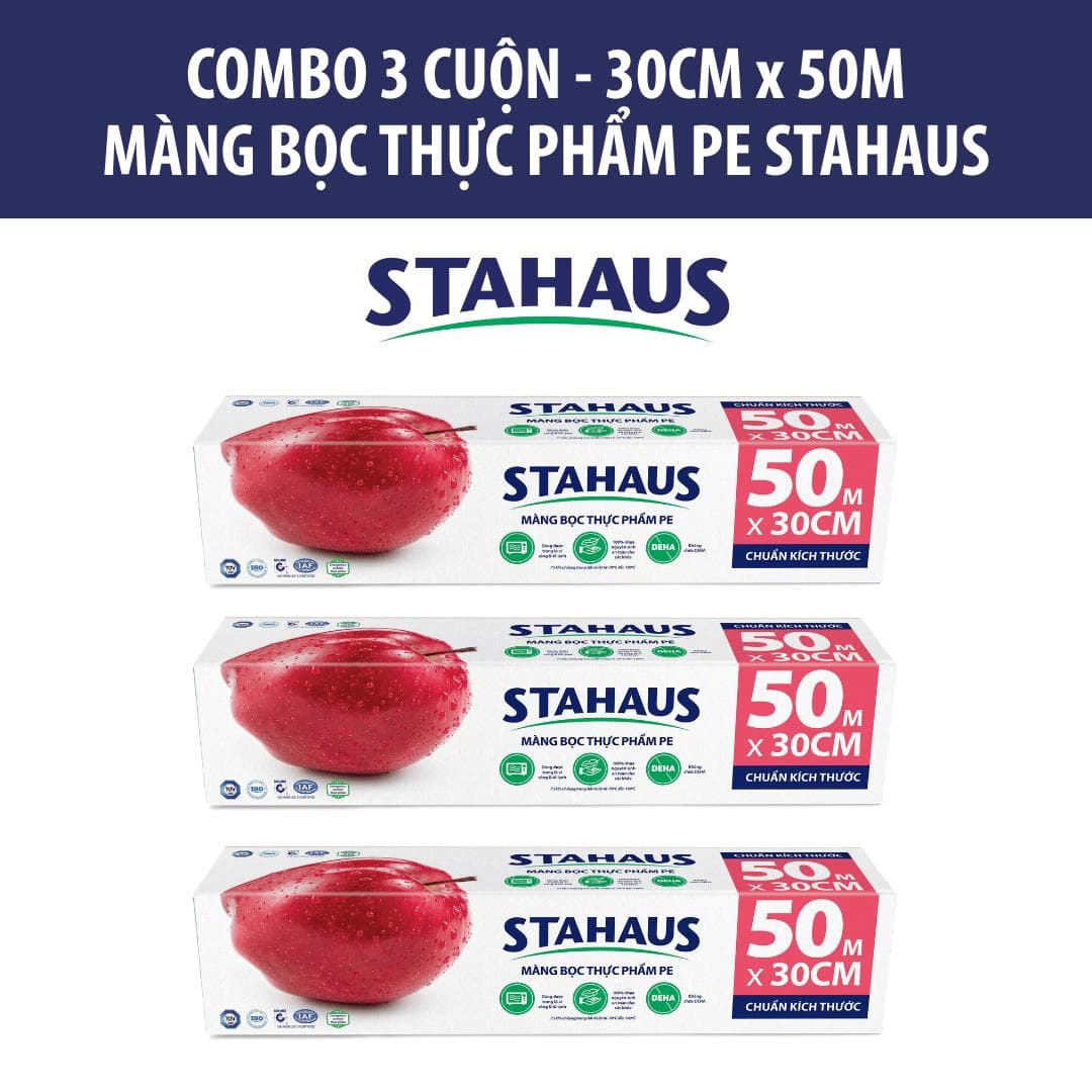 Combo 5 Cuộn Màng bọc Thực phẩm PE STAHAUS An toàn Sức khỏe, Co Giãn Tốt - Hàng Chính Hãng 9