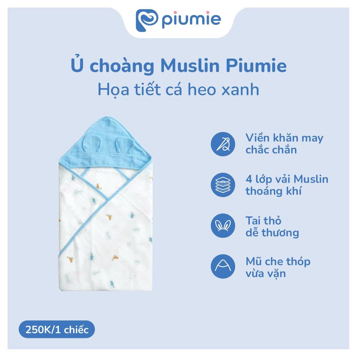 Ủ choàng Muslin 4 Lớp 3