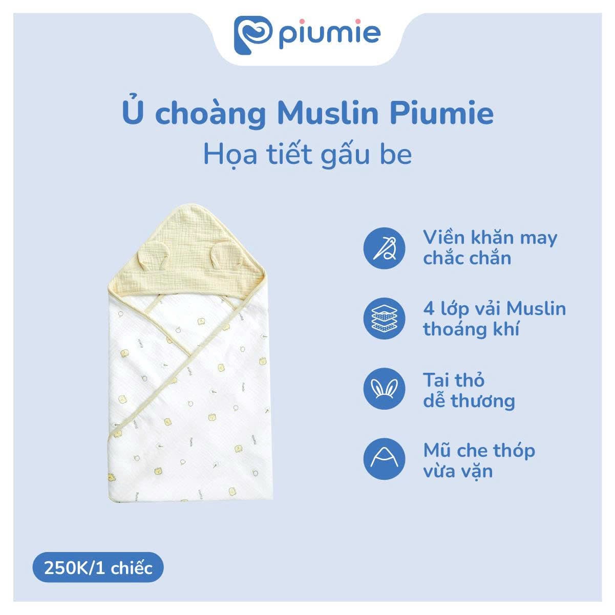 Ủ choàng Muslin 4 Lớp 4