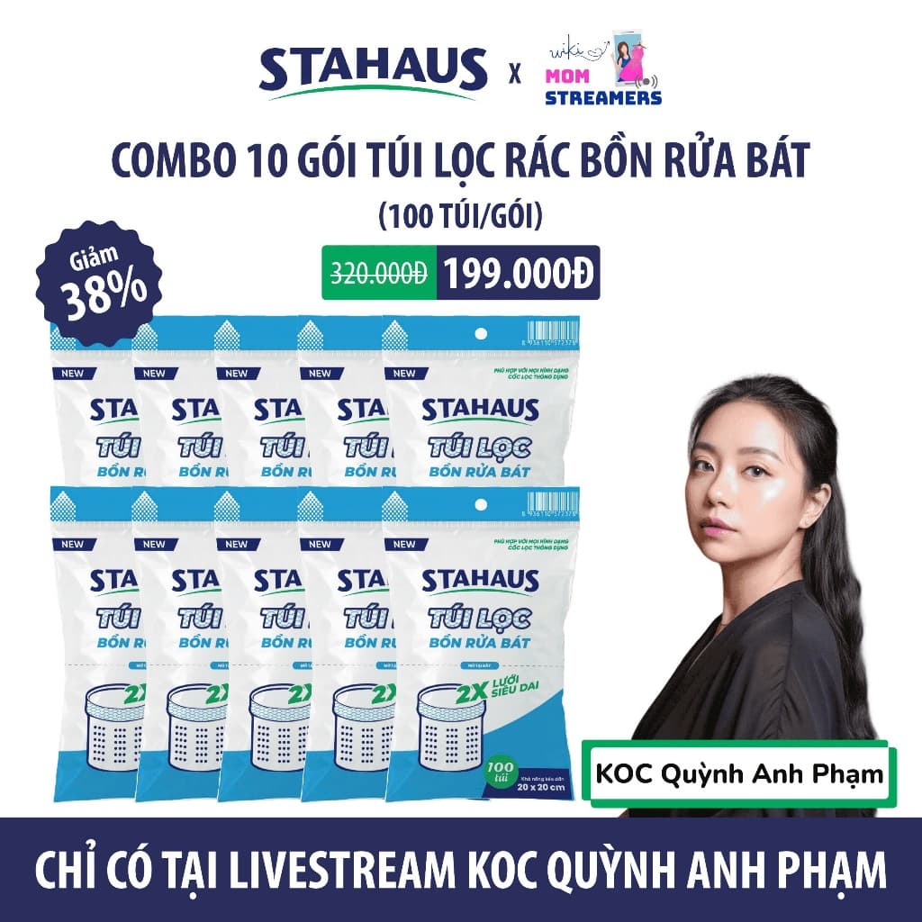 <Độc quyền KOC Quỳnh Anh Phạm>Túi Lọc Rác Bồn Rửa Chén STAHAUS Combo 10 Gói 1000 Cái - Lưới Lọc Rác Bồn Rửa Bát Siêu Dai