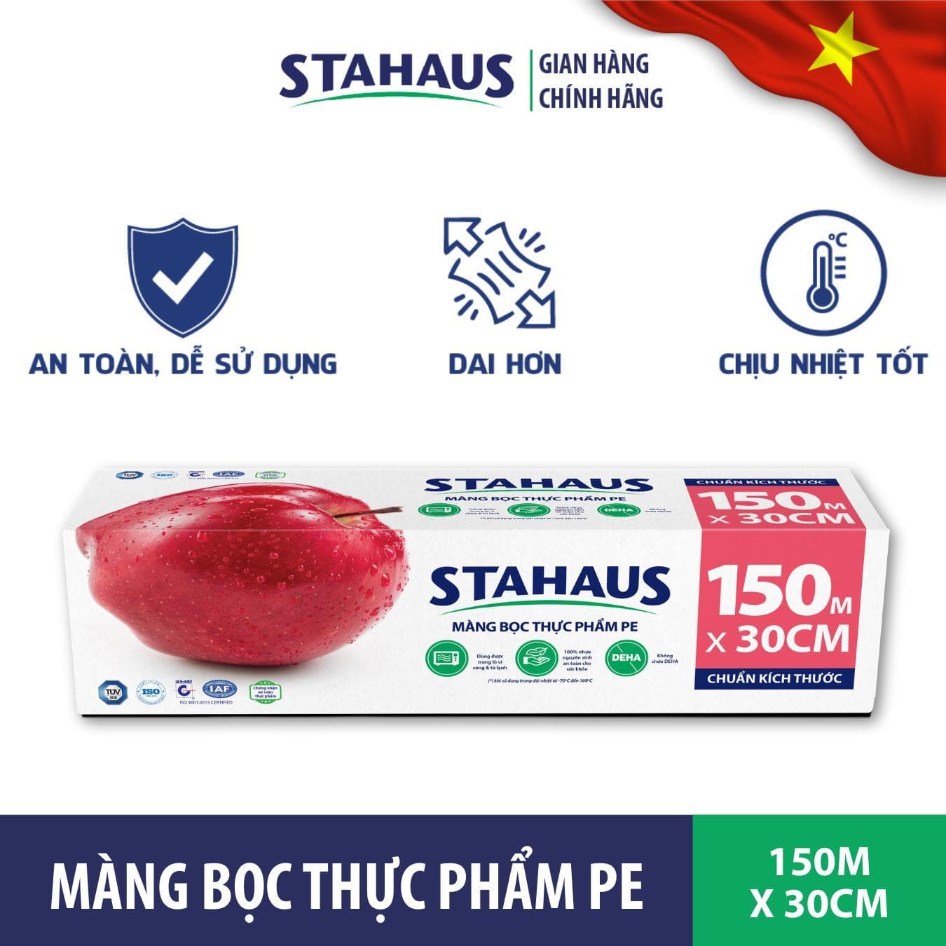 Combo 5 Cuộn Màng bọc Thực phẩm PE STAHAUS An toàn Sức khỏe, Co Giãn Tốt - Hàng Chính Hãng 8