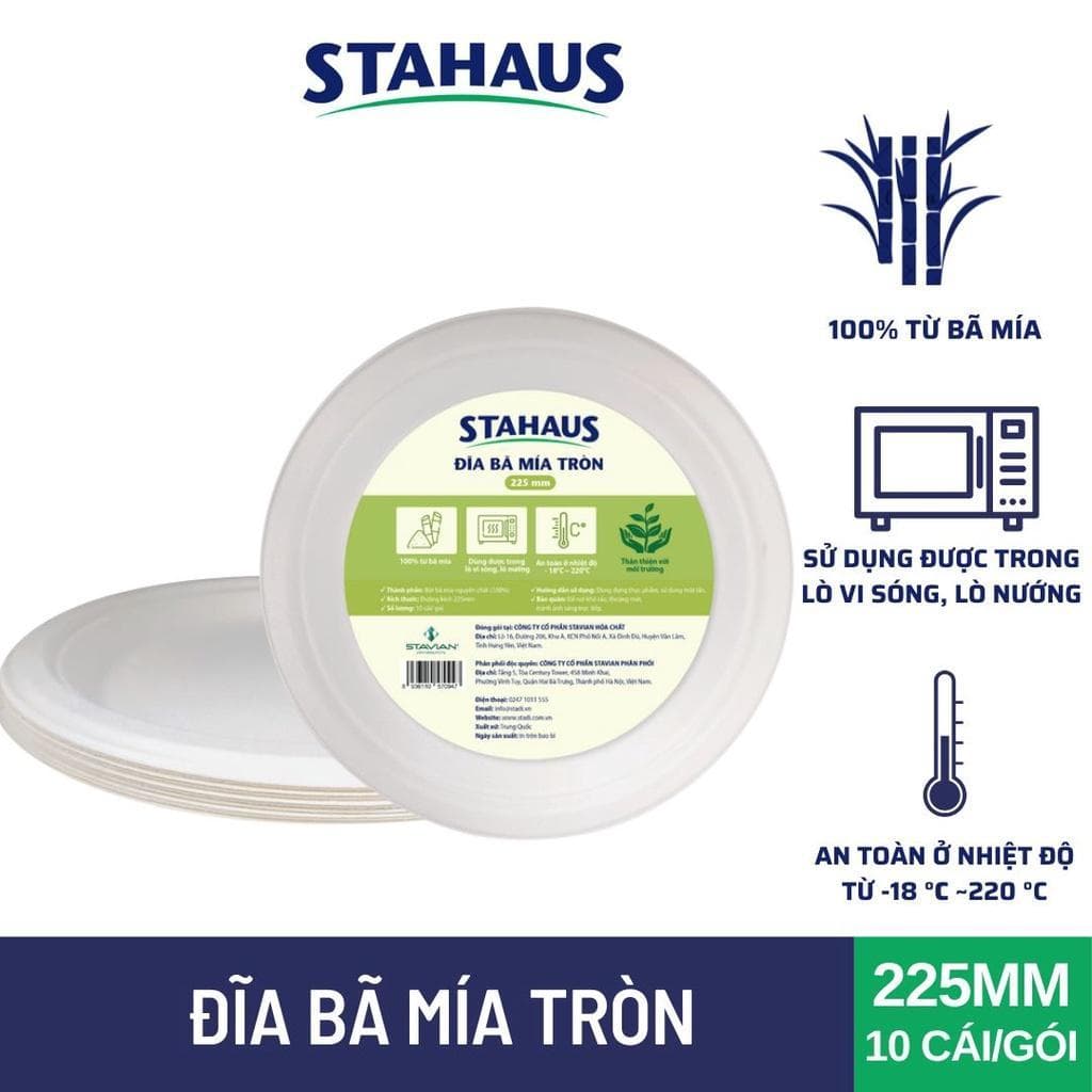 Đĩa bã mía tròn STAHAUS 10 cái 175mm/225mm 100% Xơ tự nhiên, Cứng cáp Chịu nhiệt tốt, Thân thiện môi trường 3