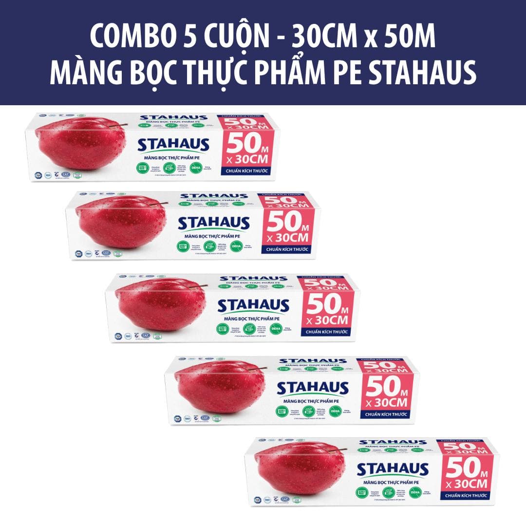 Combo 5 Cuộn Màng bọc Thực phẩm PE STAHAUS An toàn Sức khỏe, Co Giãn Tốt - Hàng Chính Hãng 10