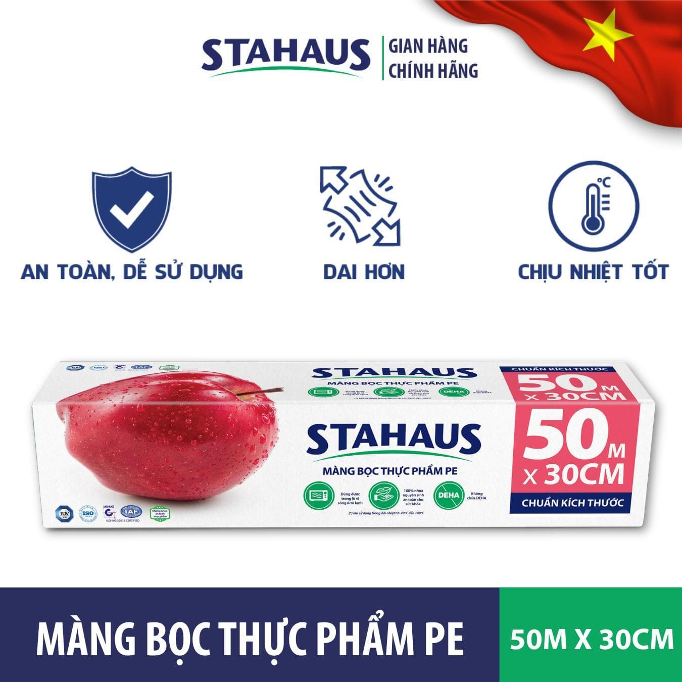 Combo 5 Cuộn Màng bọc Thực phẩm PE STAHAUS An toàn Sức khỏe, Co Giãn Tốt - Hàng Chính Hãng 7