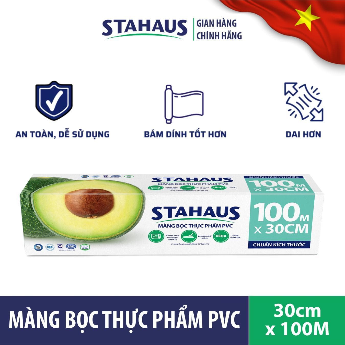 Màng bọc thực phẩm PVC STAHAUS 60m/100m dẻo dai, an toàn, dễ dàng sử dụng 4
