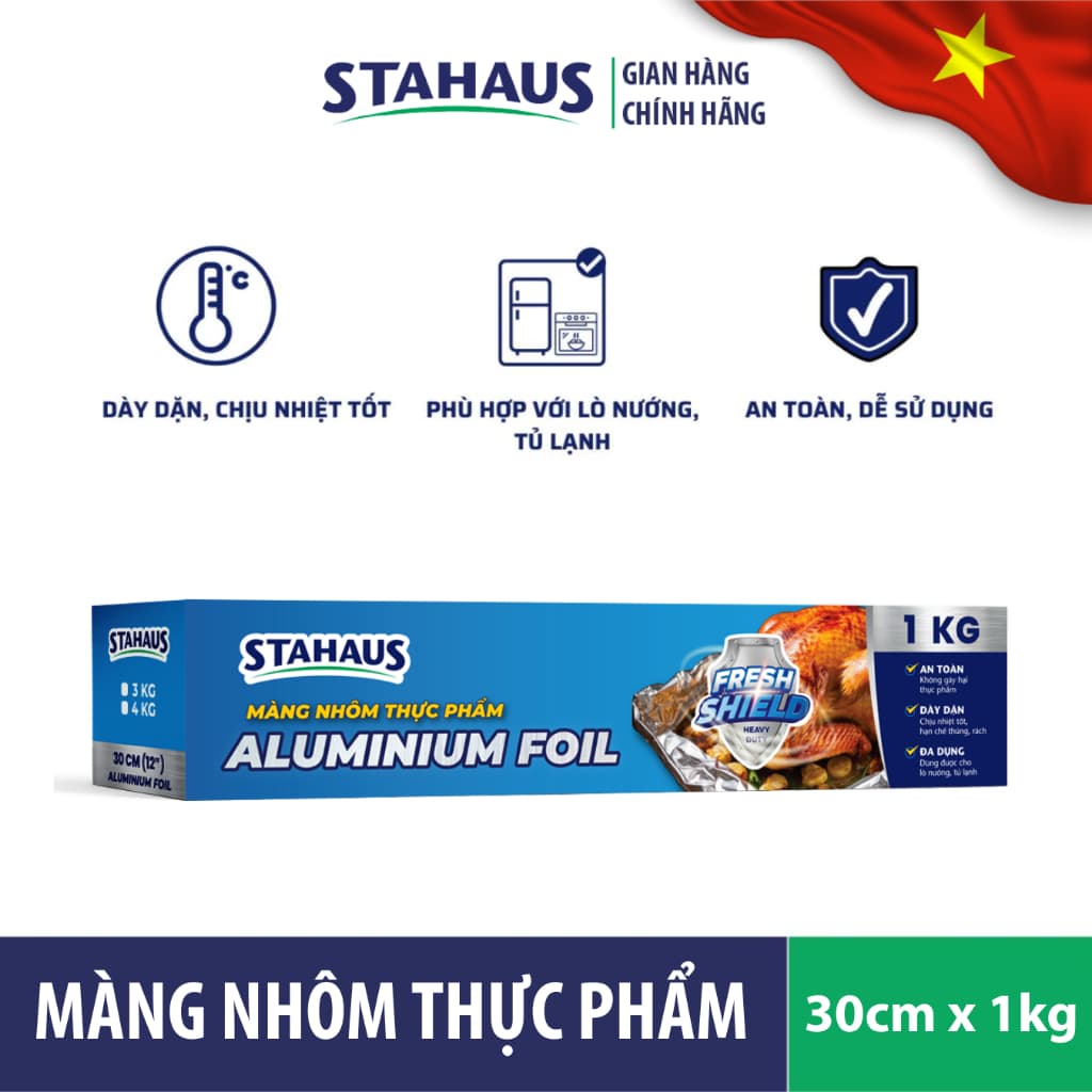 Giấy Bạc Nồi Chiên Không Dầu STAHAUS 1kg - Màng Nhôm Nướng Thực Phẩm, Bọc Thực Phẩm An Toàn