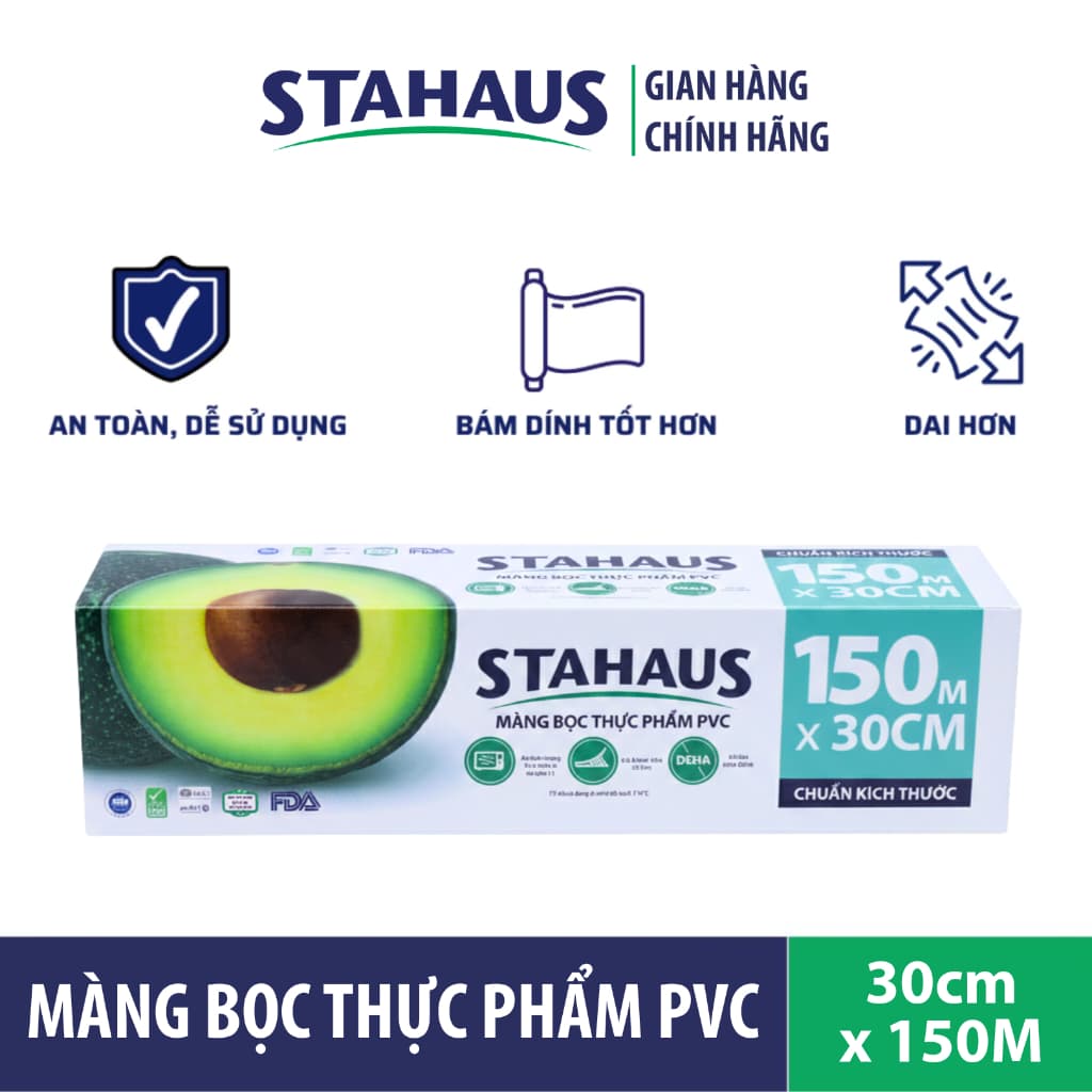 [SIÊU TIẾT KIỆM] Màng bọc Thực phẩm PVC STAHAUS An toàn Sức khỏe Co Giãn Tốt 30cm x 150m/ 30cm x 200m - Hàng Chính hãng