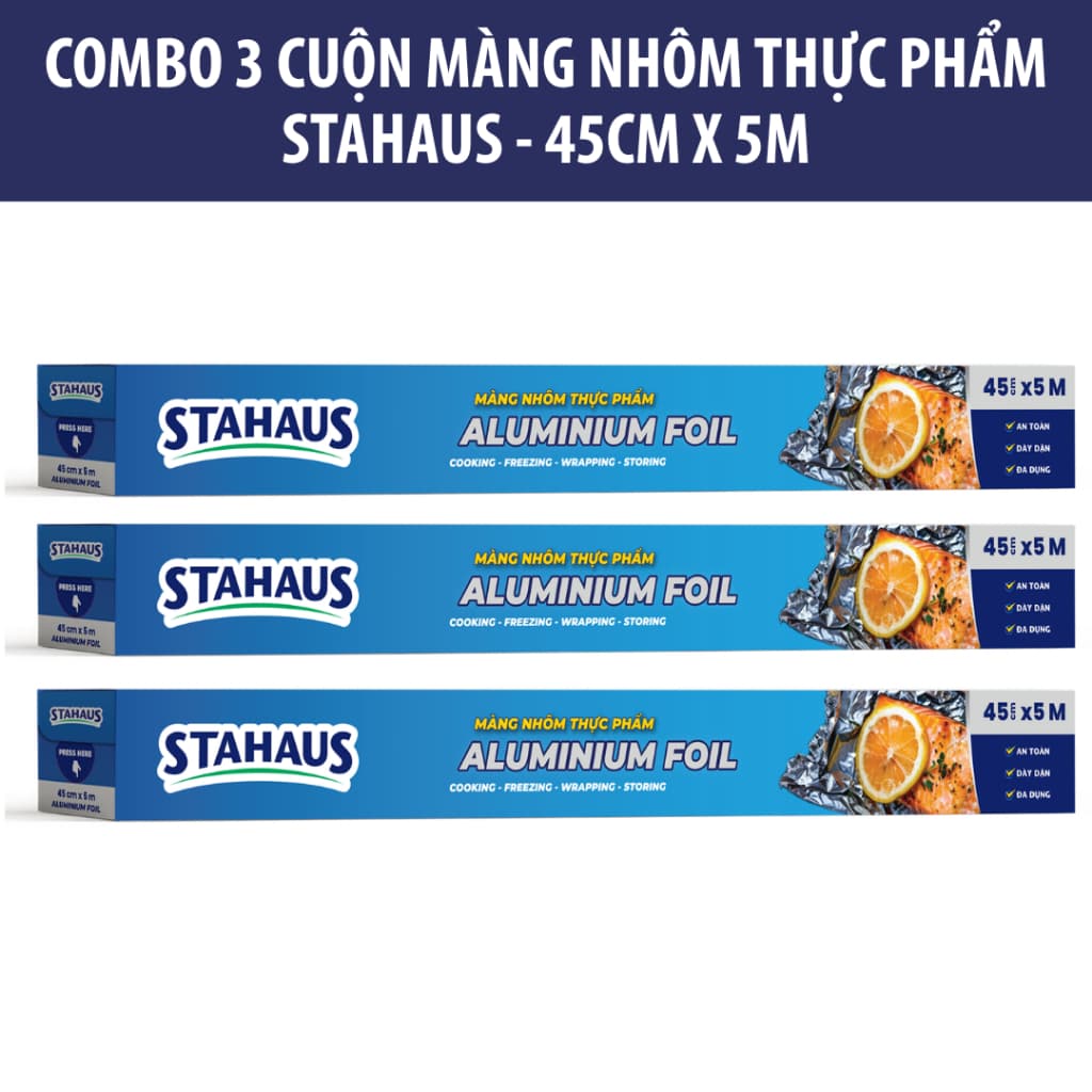 Giấy Bạc Nồi Chiên Không Dầu STAHAUS 30cm/45cm x 5m - Màng Nhôm Nướng Thực Phẩm, Bọc Thực Phẩm An Toàn 6