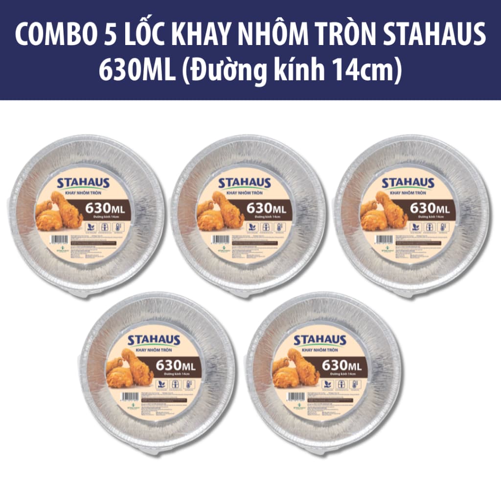 Khay Nướng Nồi Chiên Không Dầu STAHAUS 5 Cái Khay Bạc Nhôm Tròn 630ml/950ml - Dày Dặn Chịu Nhiệt 5