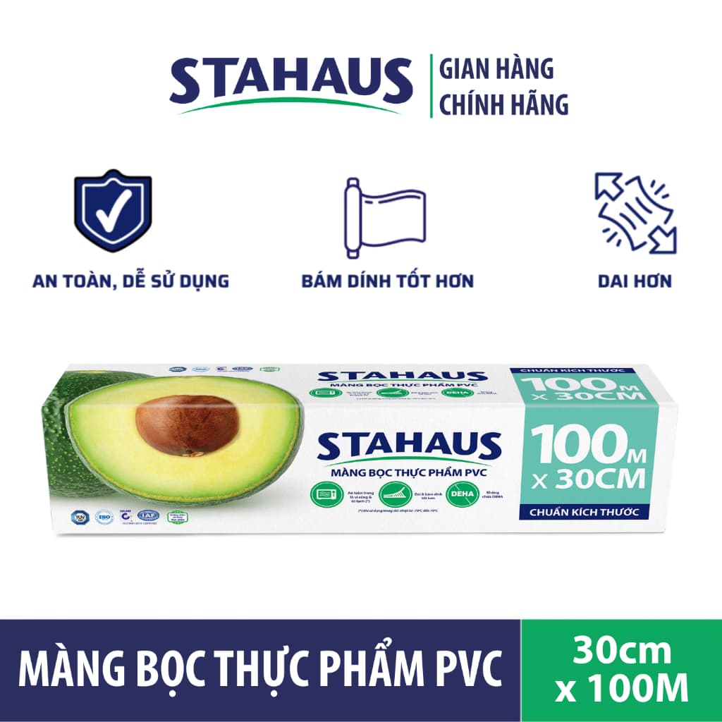 [SIÊU TIẾT KIỆM] Màng bọc Thực phẩm PVC STAHAUS An toàn Sức khỏe Co Giãn Tốt 30cm x 100m/60m - Hàng Chính hãng 3
