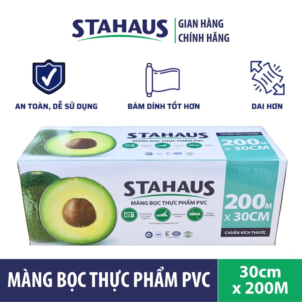 [SIÊU TIẾT KIỆM] Màng bọc Thực phẩm PVC STAHAUS An toàn Sức khỏe Co Giãn Tốt 30cm x 150m/ 30cm x 200m - Hàng Chính hãng 3
