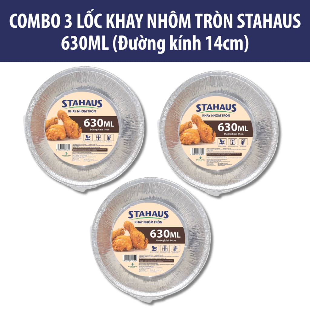 Khay Nướng Nồi Chiên Không Dầu STAHAUS 5 Cái Khay Bạc Nhôm Tròn 630ml/950ml - Dày Dặn Chịu Nhiệt 4